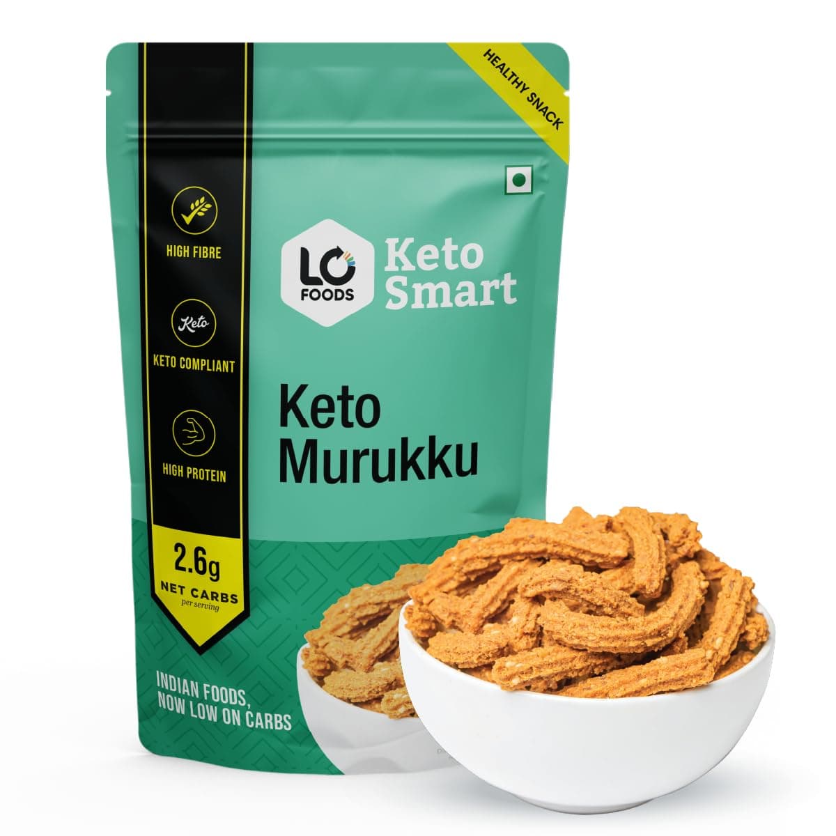 Lo! Low Carb Delights Lo! Foods - Keto Murukku, 2.6G Net Carb, Keto Snacks Tested For Keto Diet, Low Carb Snacks, Diet Snacks 200G (Pack Of 1)