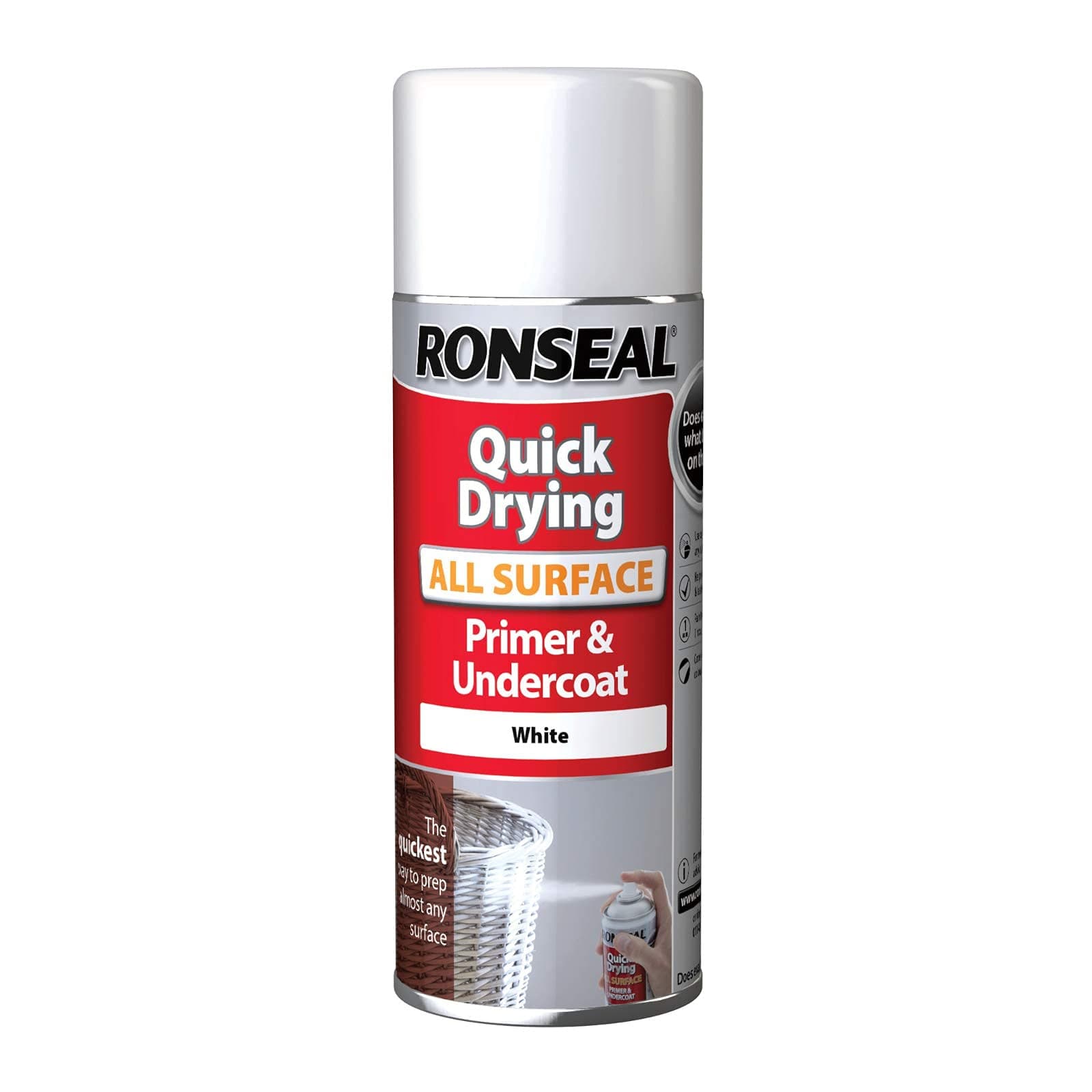 RonsealRSLASPA400 One Coat All Surface Primer and Undercoat Aerosol, White, 400 ml