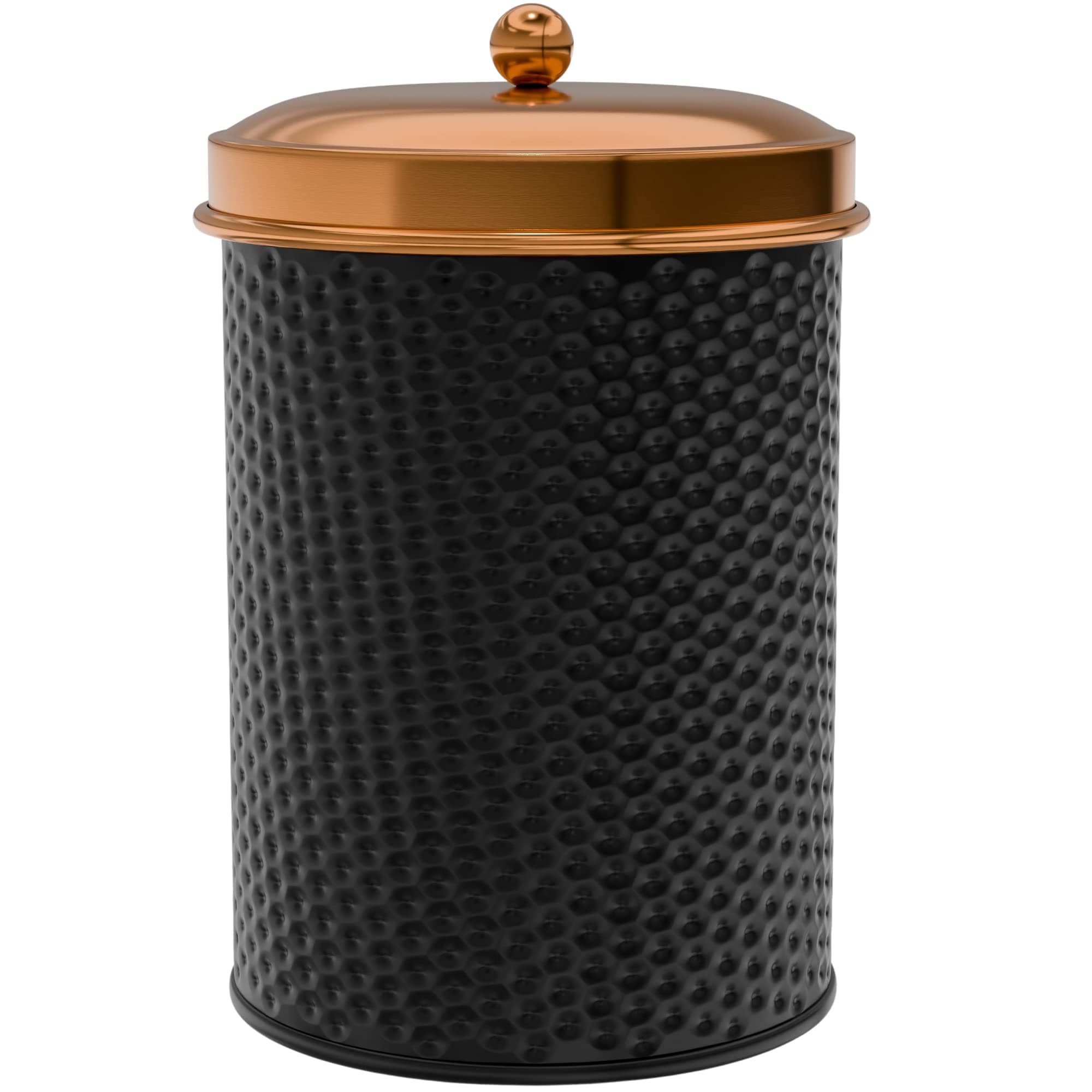 Amici Home Ashby Metal Storage Canister | Food Storage Containers with Lids | Kitchen Canisters for Countertop with Vintage Design | Black/Copper, Large, 70 Oz
