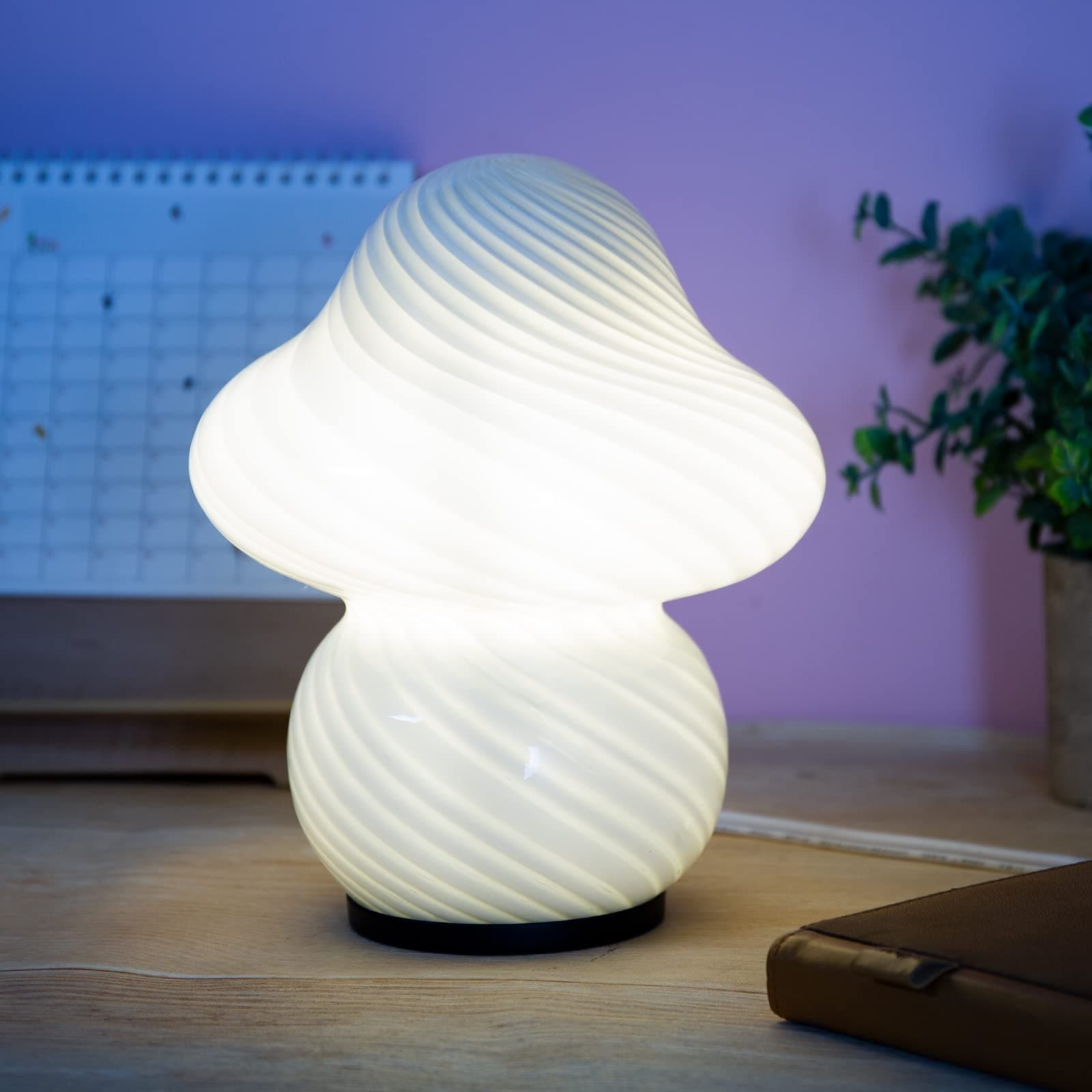 COOSA Mushroom Lamp, Glass Bedside Table Lamp, Night Lamps, Cute Small Nightstand Desk lamp for Home Decor, Study, Living, Bedroom, Gift,Bulb Included