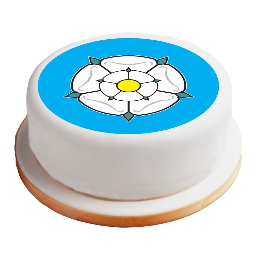 Yorkshire Rose Flag - 8" Pre-Cut Round Cake Topper Premium Quality Icing Sheet