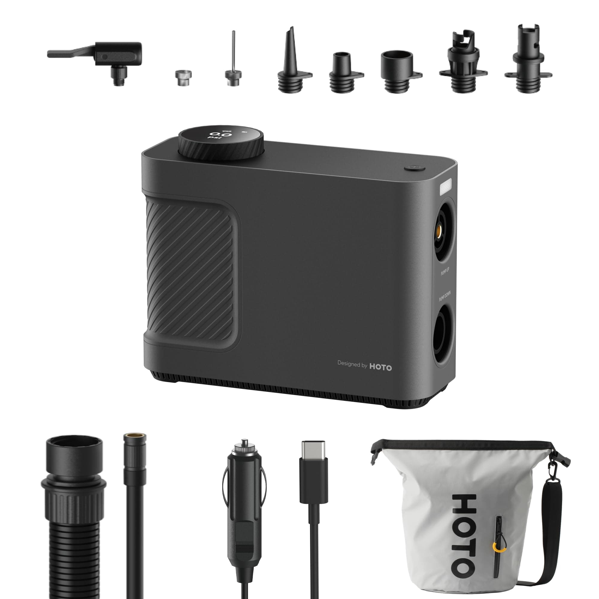 Air Pump Master, Portable Cordless Tire Inflator, Electric Air Pump with 9 Pump Modes, 12V DC Car Connector for Car, Bikes, Inflatable Pool Float, Air Mattress, Kayak, Tent, Paddle Board, Sup