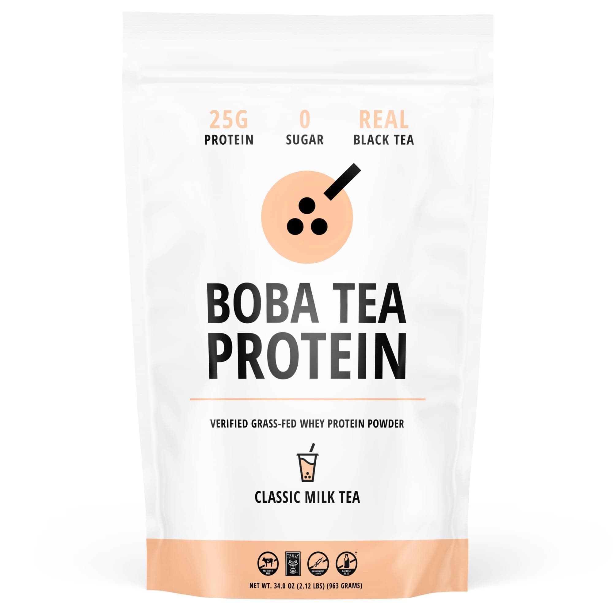 Boba Tea Protein Classic Milk Tea | 25g Grass-Fed Whey Protein Isolate Powder | Gluten-Free & Soy-Free Bubble Tea Protein Drink | Real Ingredients & Lactose-Free Protein Drink | 25 Servings