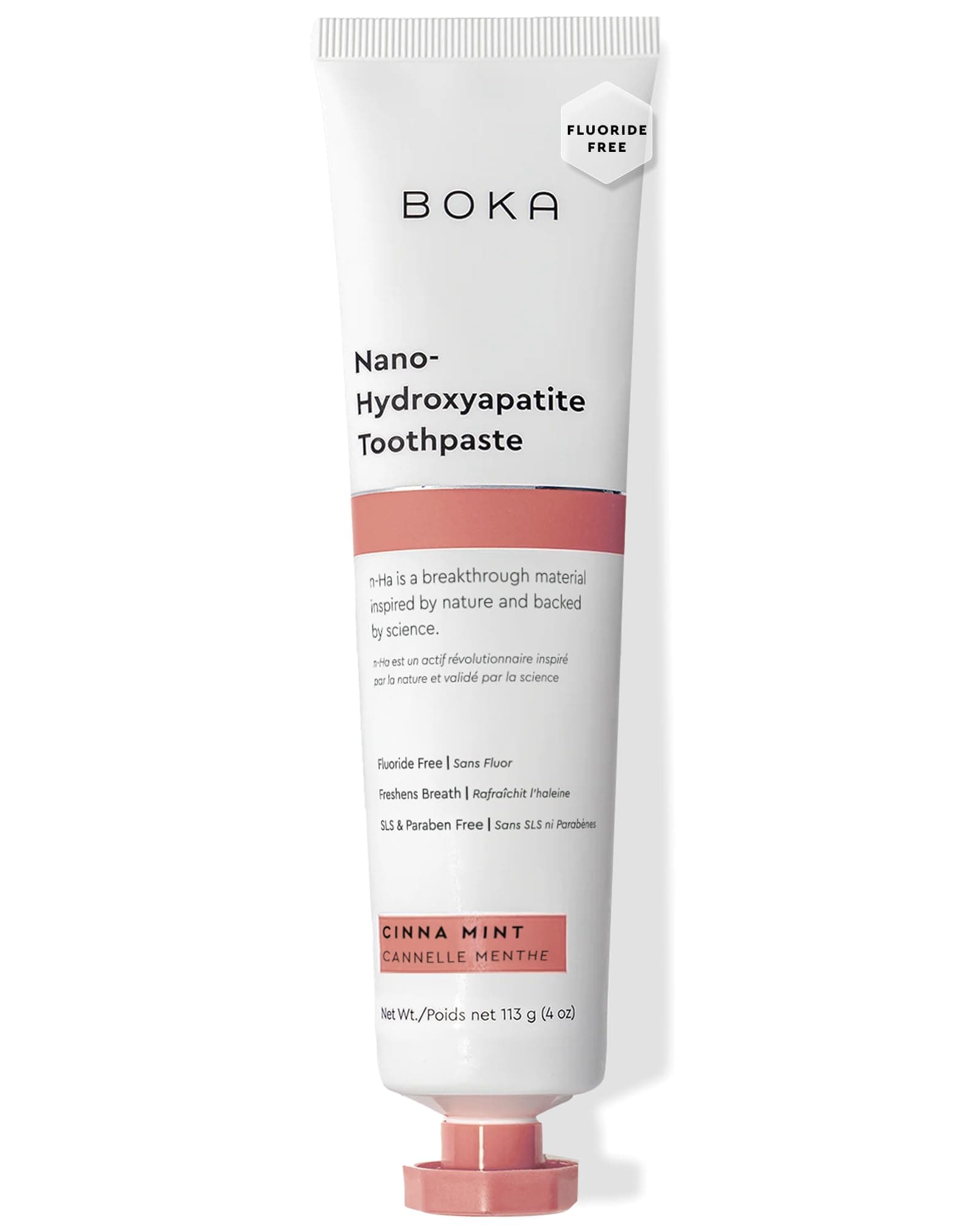 Boka Cinna Mint (Cinnamon Toothpaste w/Mint) Natural, Fluoride Free - Nano Hydroxyapatite - Remineralizing, Sensitive Teeth, Whitening - Dentist Recommended for Adult & Kids Oral Care - 4oz, USA Made