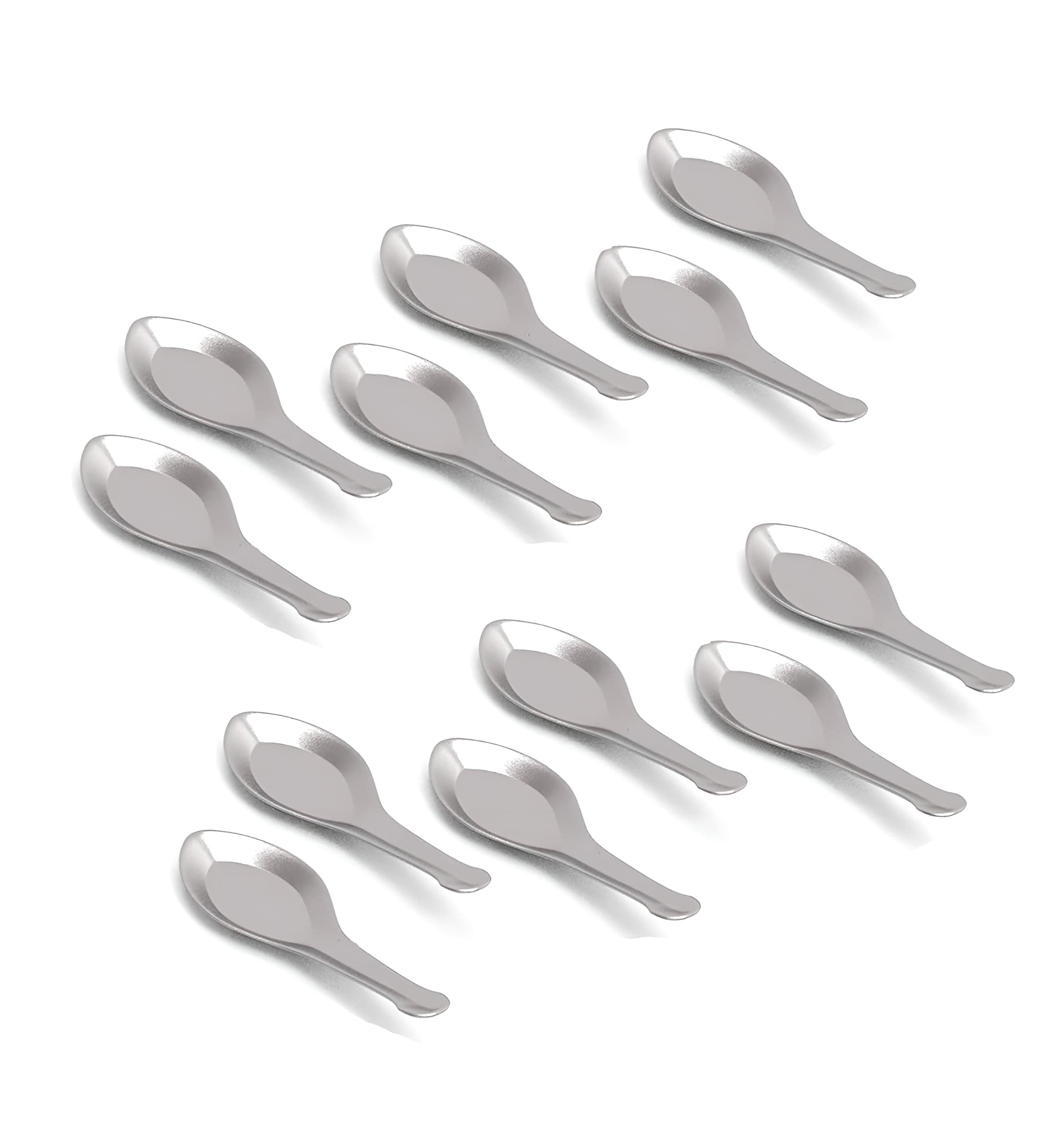 Stainless Steel Masala Spoons | Set of 12 | Mini Spoons for Tea/Sugar | Spices Spoon for | for Small Containers | Spoon for Masala Dabba | 3.5-Inch | Silver Color