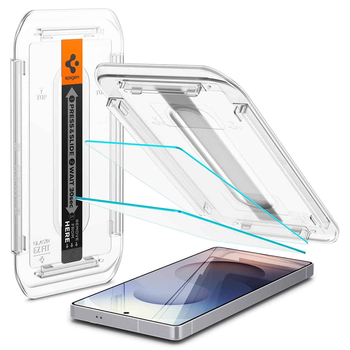 Spigen Glass.tR EZ Fit Screen Protector Compatible with Samsung Galaxy S25 Ultra, 2 Pieces, with Template for Installation, Crystal Clear Case Friendly, 9H Tempered Glass