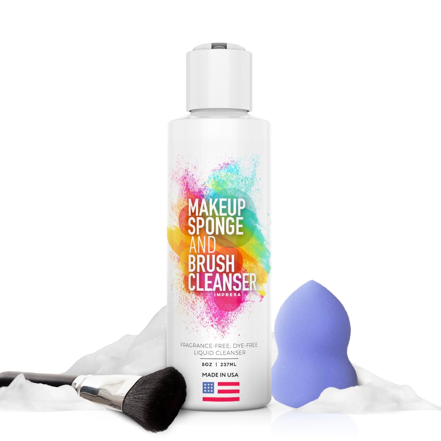 Makeup Sponge & Powder Puff Cleaner Soap - 8 Fl Oz Deep Stain Removal & Brush Cleaning Solution - Gentle Care & Makeup Sponge Cleaner