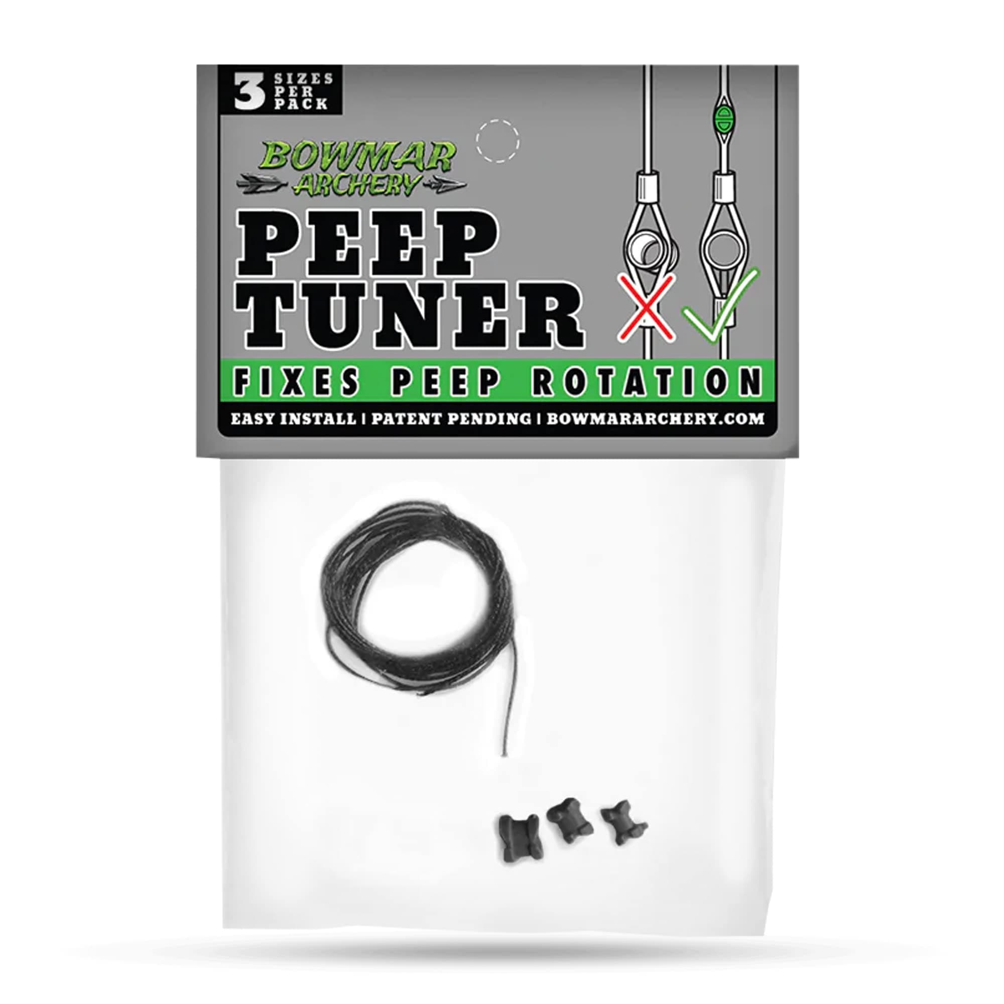 Bowman Archery Peep Tuner, Fix Peep Rotation with Ease, Effective and Easy to Install, 2 Sizes Included
