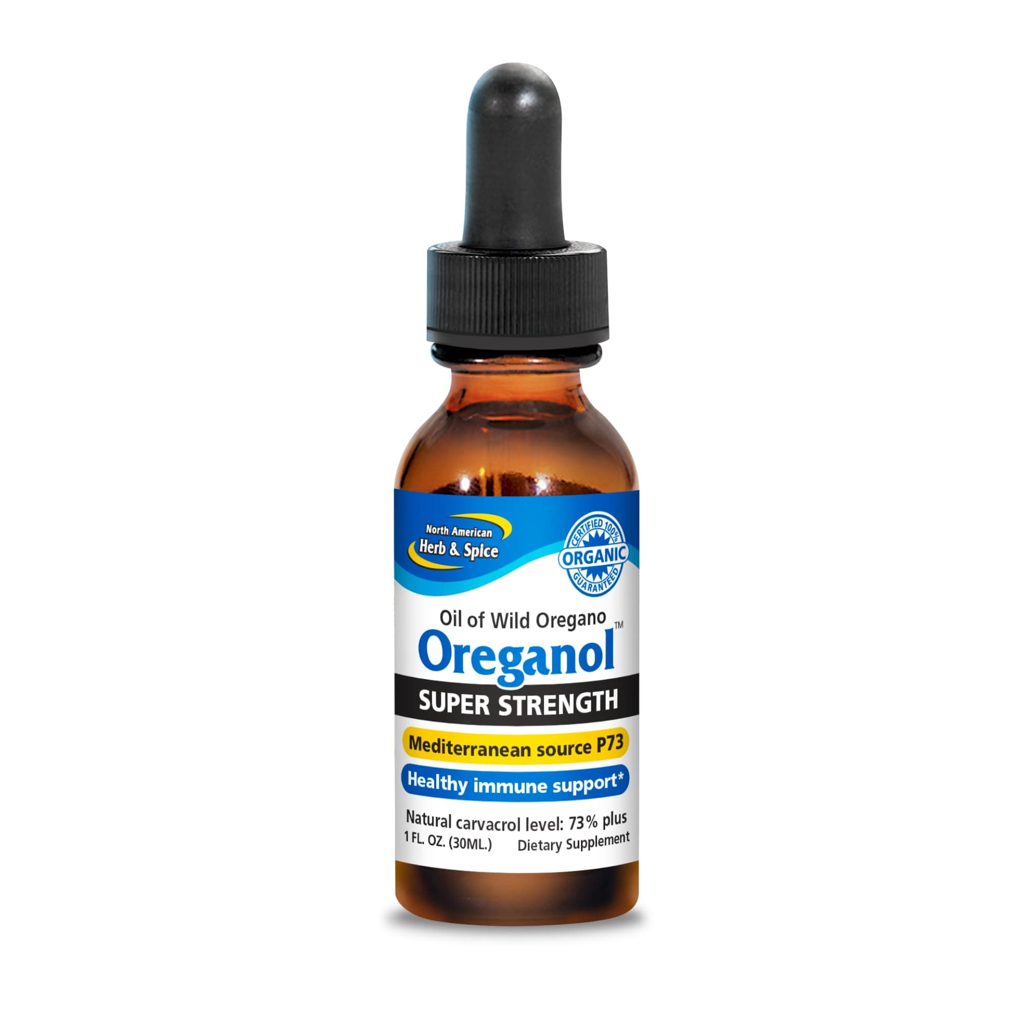 Super Strength Oreganol P73-1 fl. oz. - Immune System Support - Certified Organic, Wild Oregano - 285% More Potent Than Regular Strength - Non-GMO - 194 Servings
