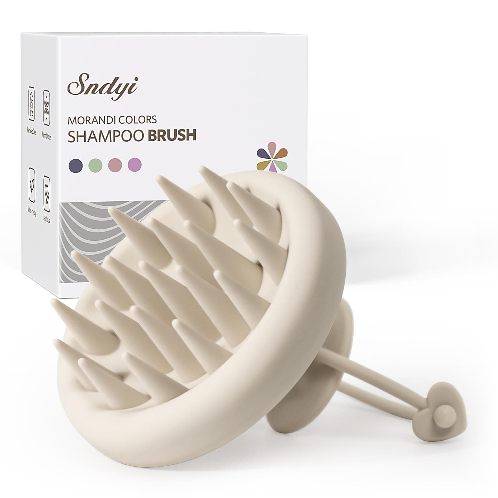 Sndyi Silicone Scalp Massager Shampoo Brush, Scalp Scrubber/Exfoliator for Dandruff Removal, Hair Growth & Head Massage, Wet & Dry Use, Oatmeal