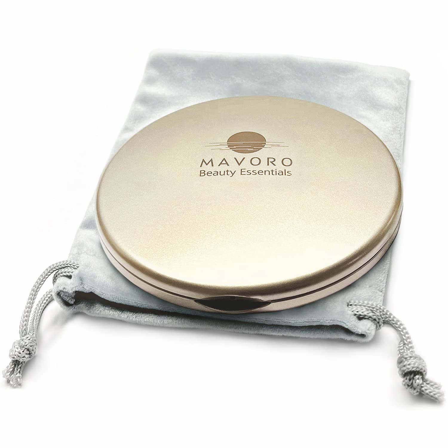 Mavoro Magnifying Compact Mirror | 1x/10x Magnification | 4" Small Pocket Purse Double Sided Travel Makeup Mirror | Folding Portable Hand Compact Mirror for Handbag and Purses (Champagne Gold)