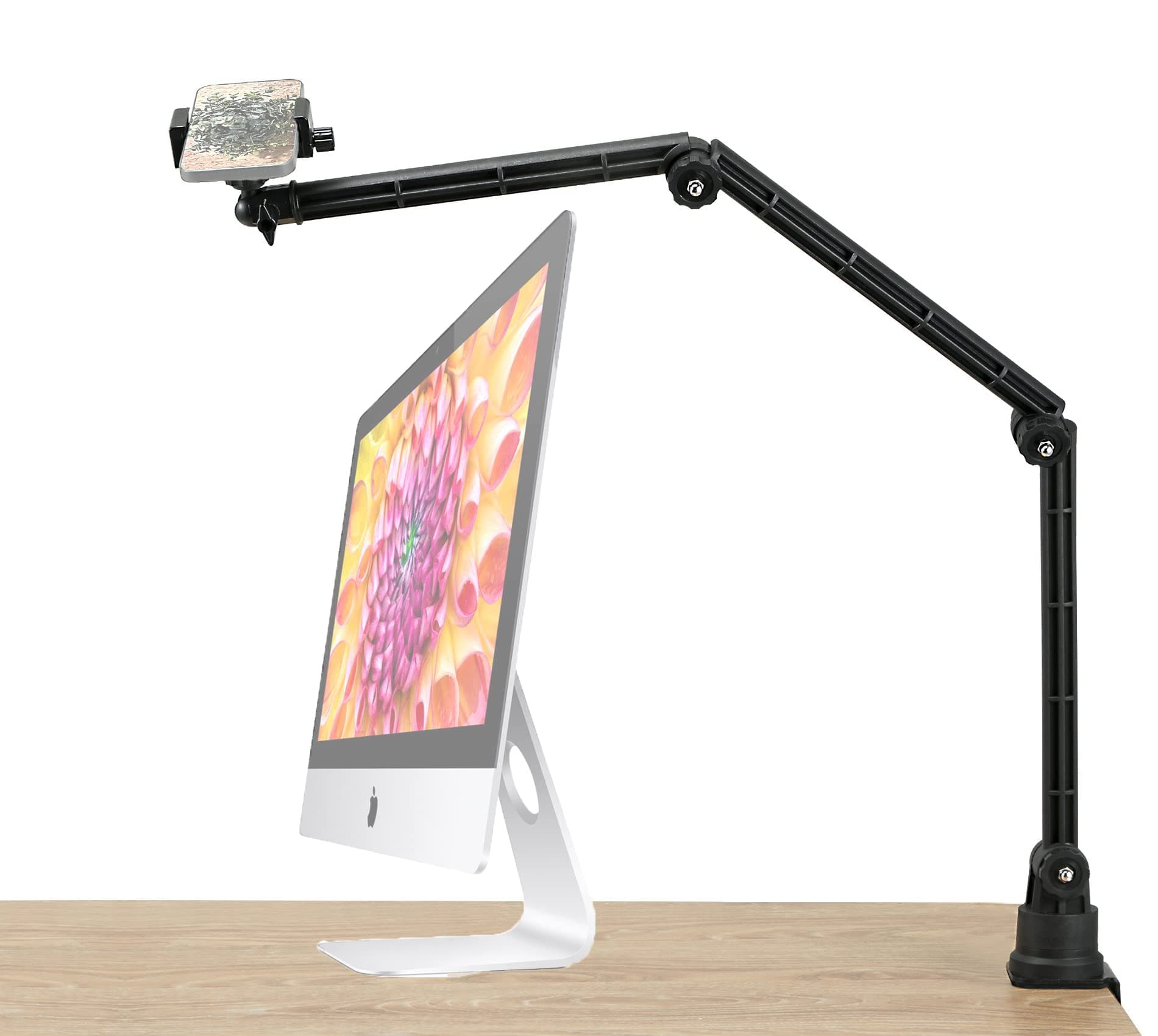 AYIZON Overhead Phone Holder,Tabletop Phone Mount Stand compatible with iPhone 13 12 11 XR and Samsung Smartphone, For Streaming Baking Videos Recording Calligraphy Cooking Online Course