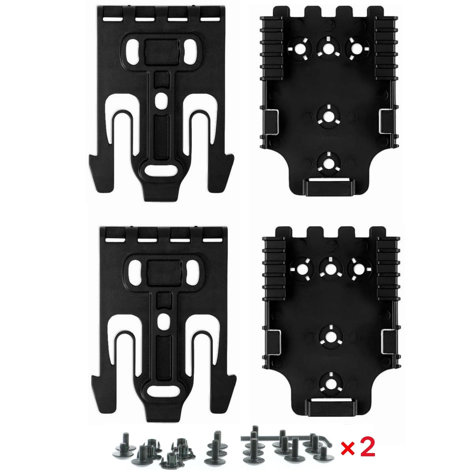 flysclean 2 Pcs QLS Kit, Quick Locking Belt Accessories, Quick Connect Drop Leg Holster, Mid-Ride Universal Belt Loop, Black