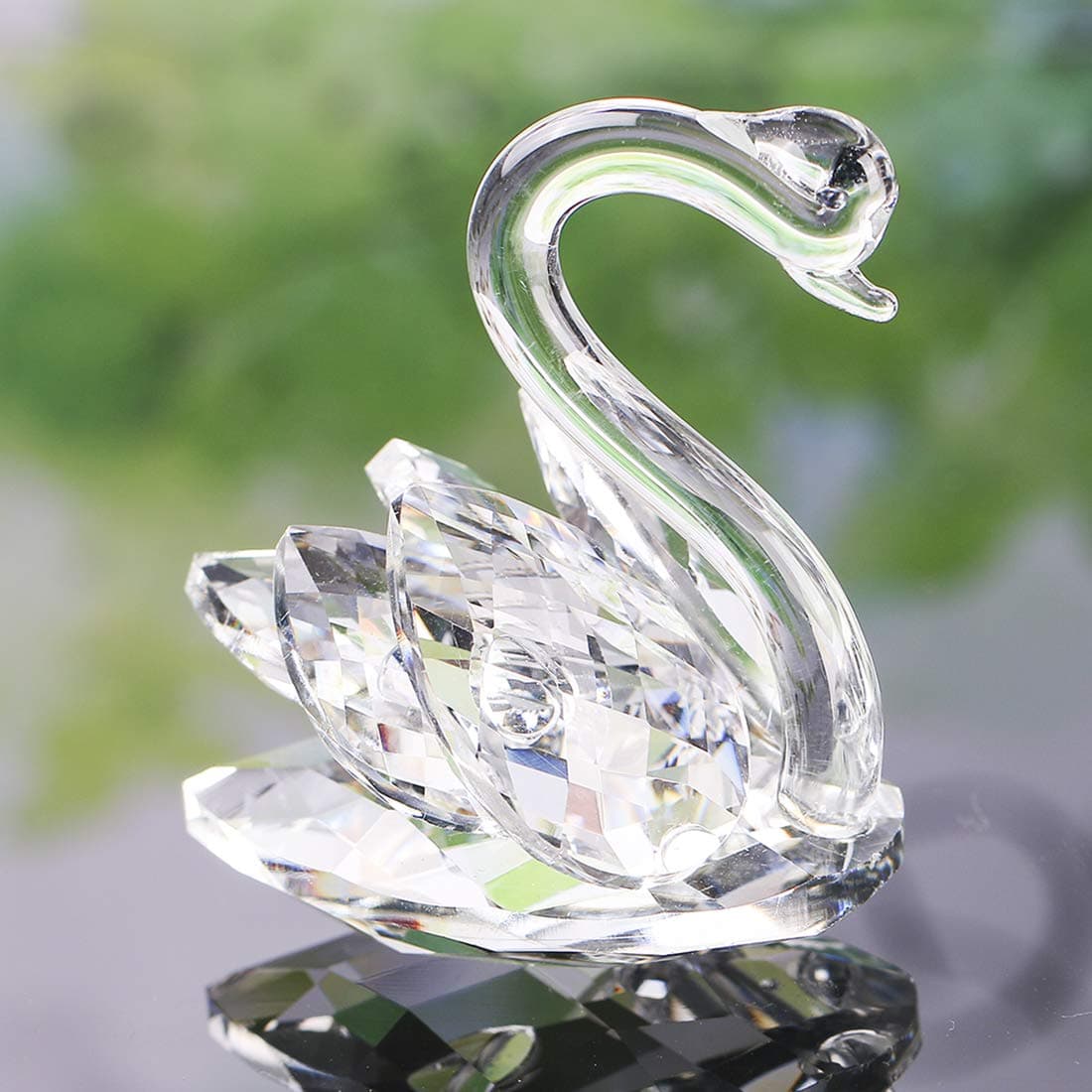 QFkris Crystal Swan Figurine Collection Home Decor Table Centerpiece Glass Ornament Mother's Day