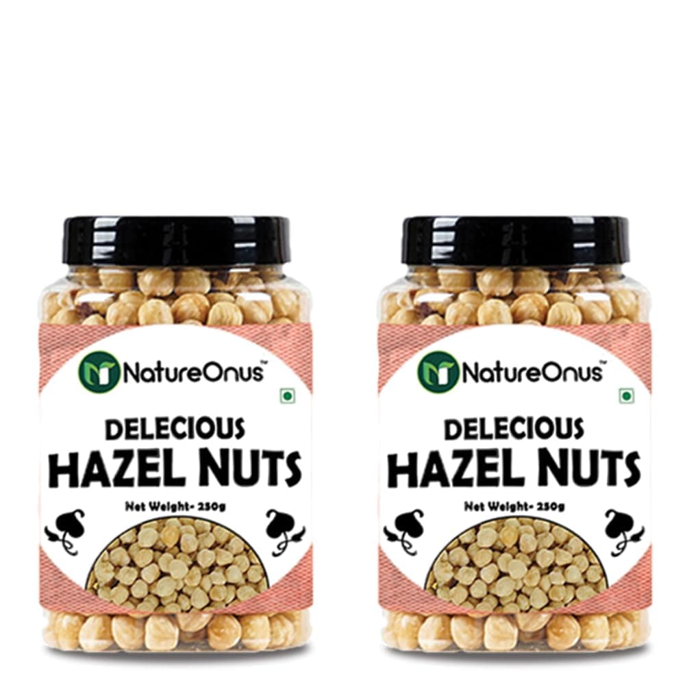 NatureOnus Premium Hazelnuts 250gms- Pack of 2 | Healthy & Delicious Hazel Nuts For Eating, Raw & Dehulled For Making Chocolate Spread, Healthy & Tasty Dry Fruits…