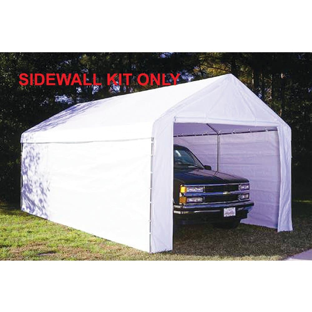 King Canopy 10ft x 13ft Canopy Enclosure Sidewall Kit w/Flaps, 2 Solid Sides, 2 Zippered Ends, 50 Ball Bungees, 180 GSM polyethylene, Fits 10ft 8in x 13ft Frames, Frame and Cover not Included, White