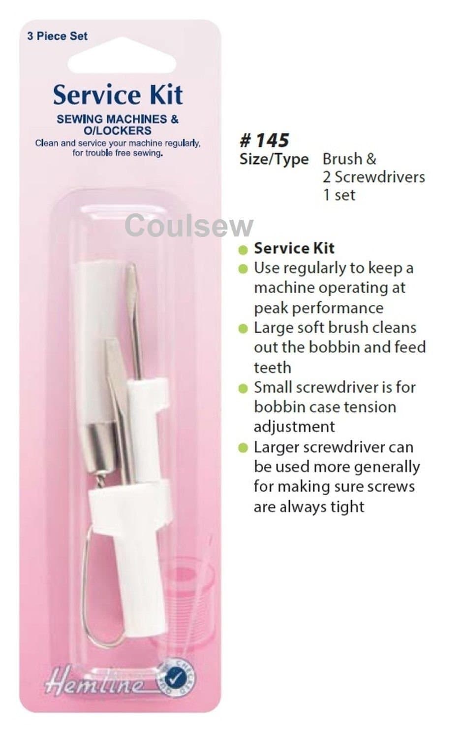 Couling SEWING MACHINE SERVICE KIT SET LINT BRUSH BROTHER SINGER JANOME BERNINA JONES +