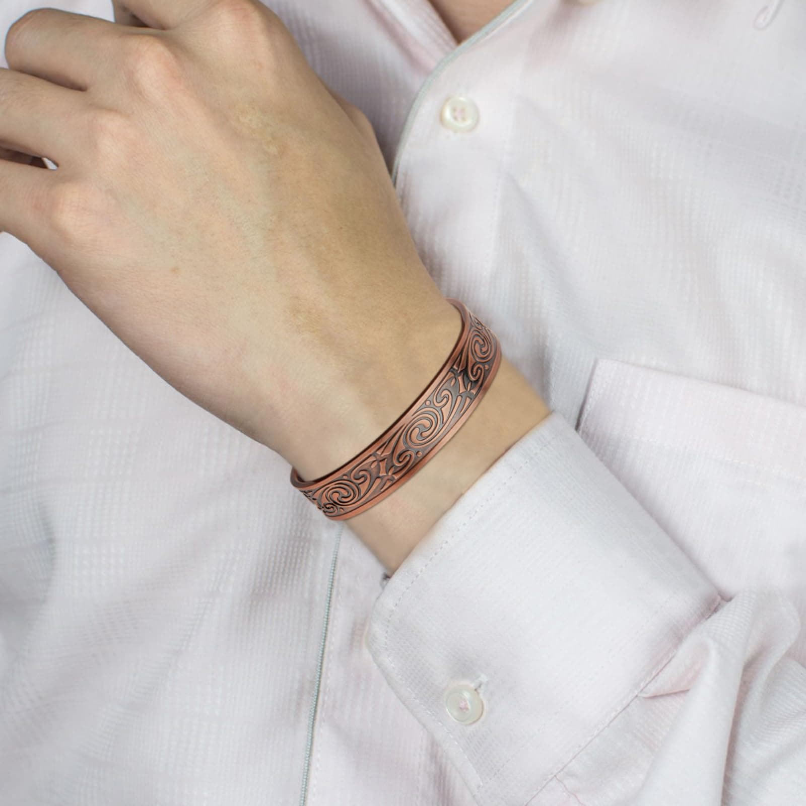 MagEnergy Copper Bracelet for Men 99.9% Copper Magnetic Adjustable Bracelet with Jewelry Gift Box