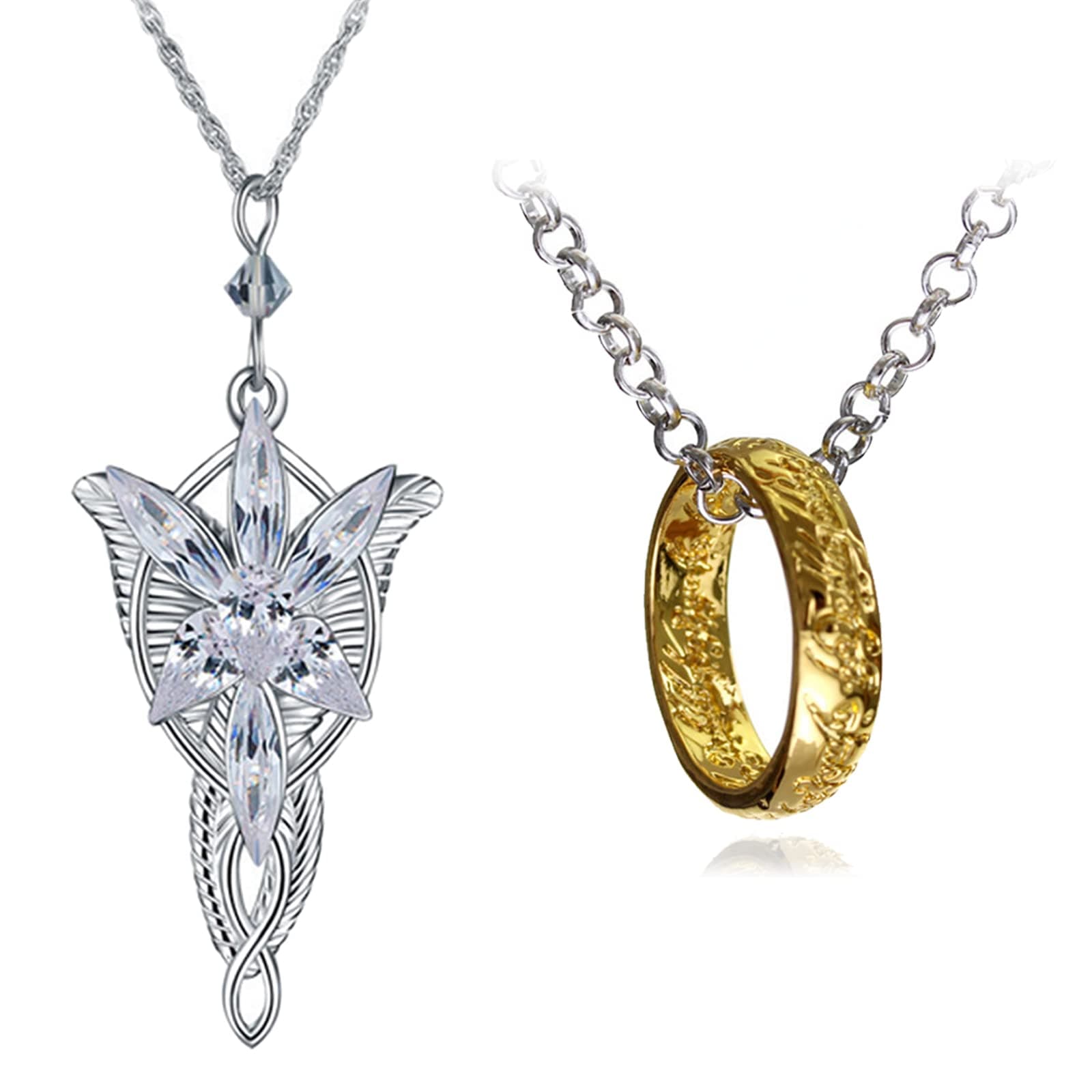 2 pcs Cosplay Elven Leaf Arag0 Arvven Even Pendant Necklace The Ring Pendant Necklace