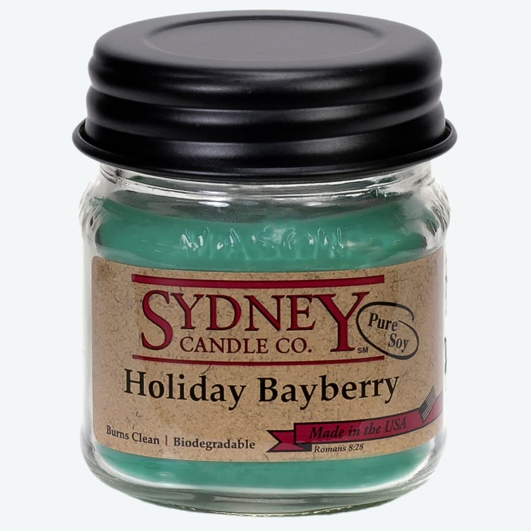 Sydney Candle Co. Fall Candles | Soy Mason Jar Candle | Fall Scented Candles for Home | Holiday Candle (7.5 oz) (Holiday Bayberry)
