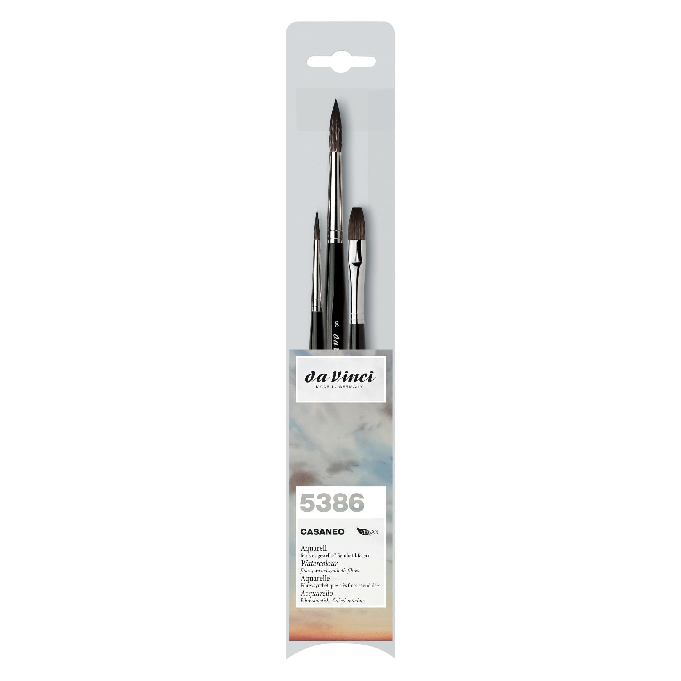 CASANEO, watercolour brush CASANEO set, synthetic fibres, artist brush, watercolour painting, liquid acrylic paints, made in Germany, set, size 0