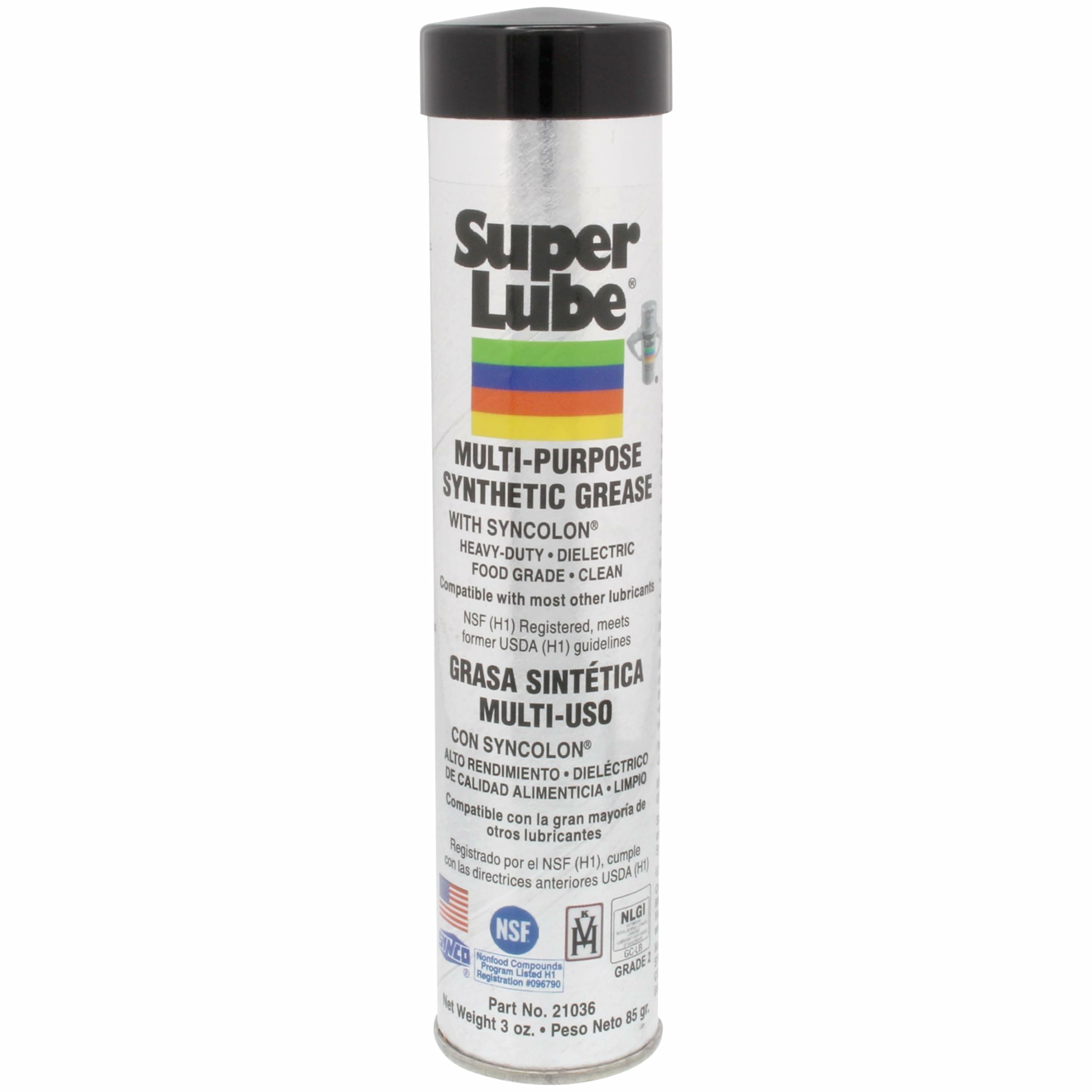Super Lube Multi-Purpose Synthetic Grease w/ Syncolon - Water Resistant Grease - Food Grade - Long-Lasting Electric or Mechanical Lubricant - Translucent White - Cartridge - 3 oz (21036)