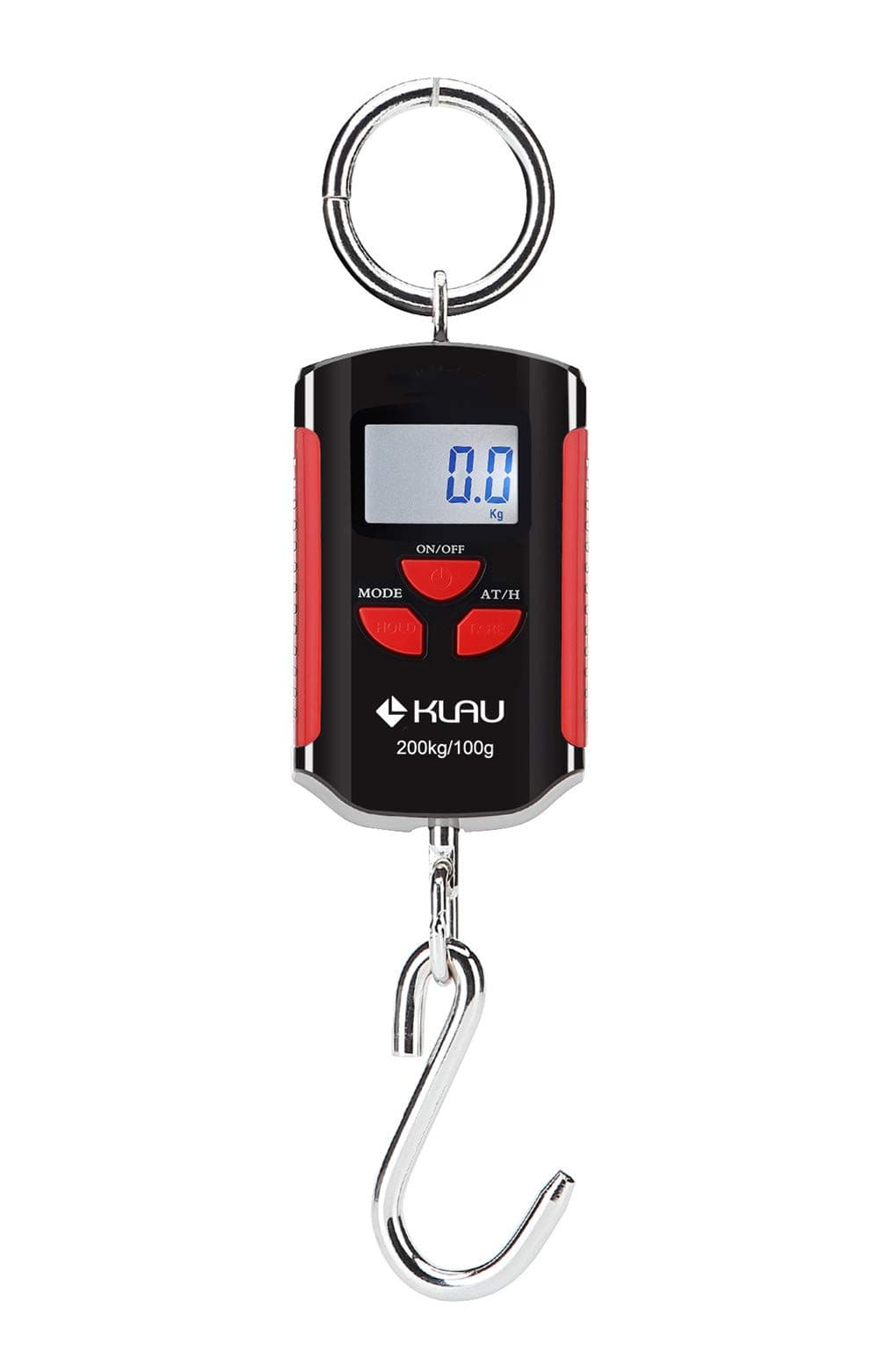 Klau Mini Crane Scale, Portable 200 kg / 400 lb Heavy Duty Digital Scales LCD Display with Backlight for Home Farm Market Fishing Hunting Black and Red