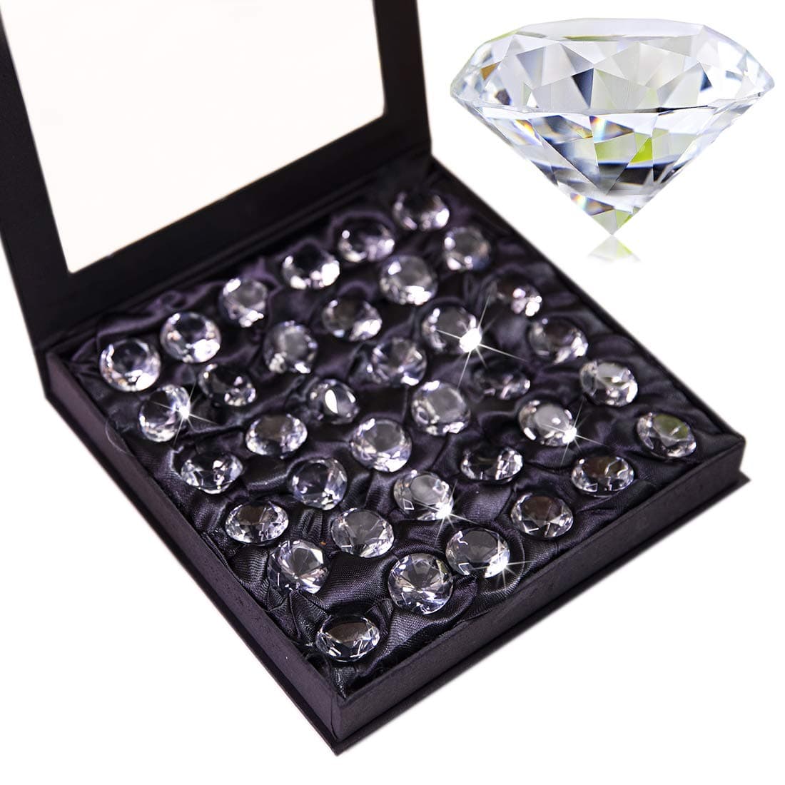 20mm (0.8in) Crystal Diamond Collectible Figurines Home Decor, Glass Christmas Ornaments,Wedding Table Decoration, Glass Paperweight Pack of 36 (clear)