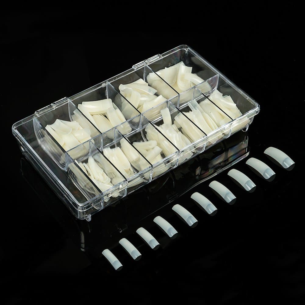 500pcs Squoval Half Cover Natural Color False Nails Fake Nail Art Tips 10 Sizes with box