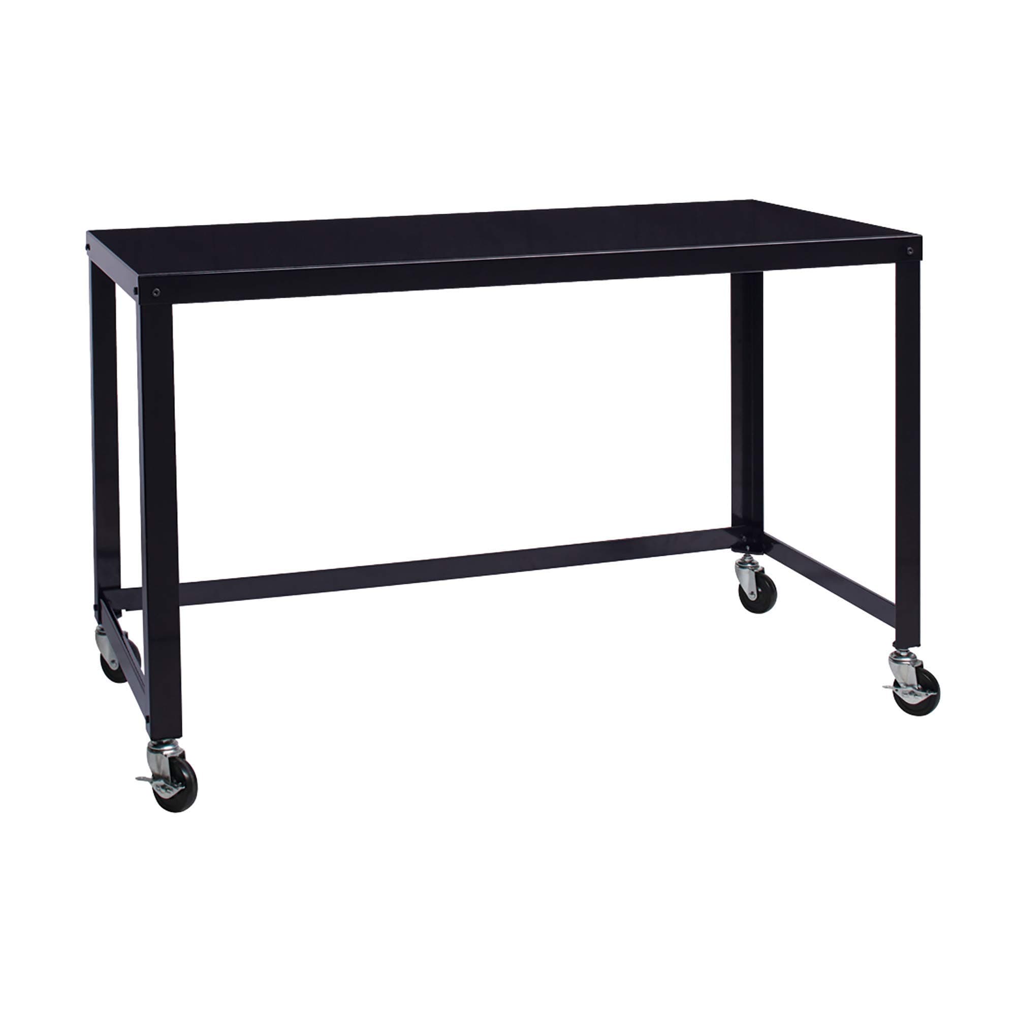 21647 Black RTA 48" Wide Mobile Metal Desk Workstation Home Office Collection