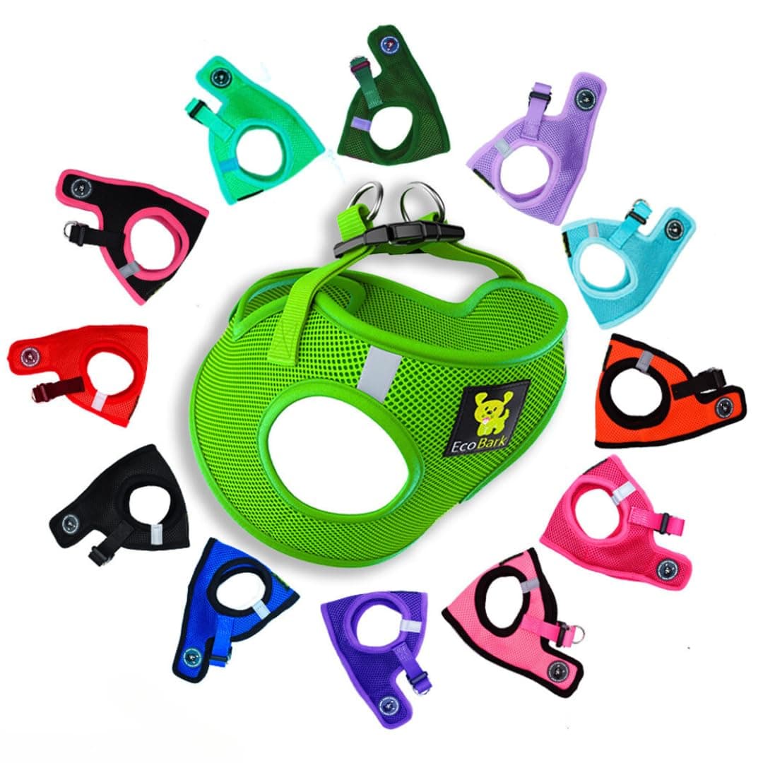 - EcoBark Rapid Fastener Super Comfort Fully Adjustable Double Padded Step in Dog Harness (XXS, Green)