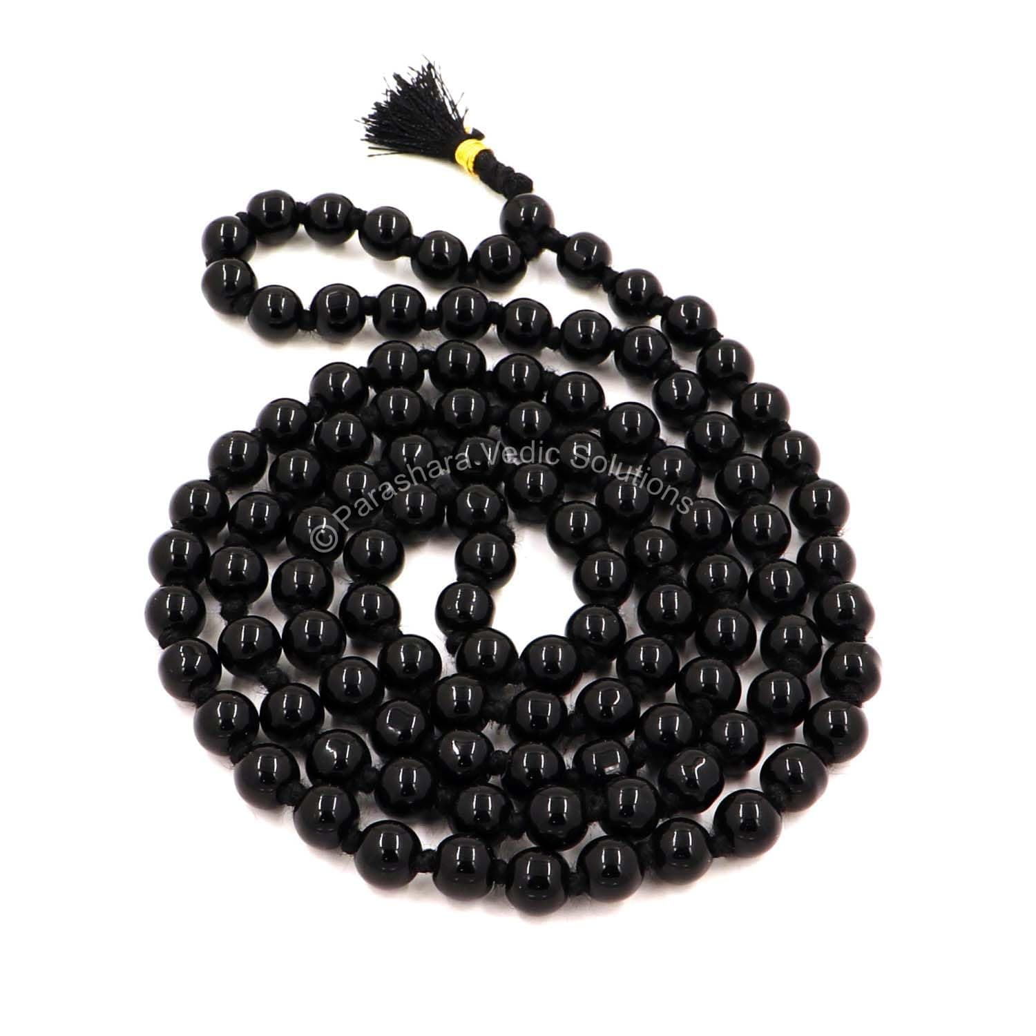 ARKAM Certified Black Hakik Mala - Black Agate Beads (Size: 6mm, Length: 30 inches, 108+1 Pieces)