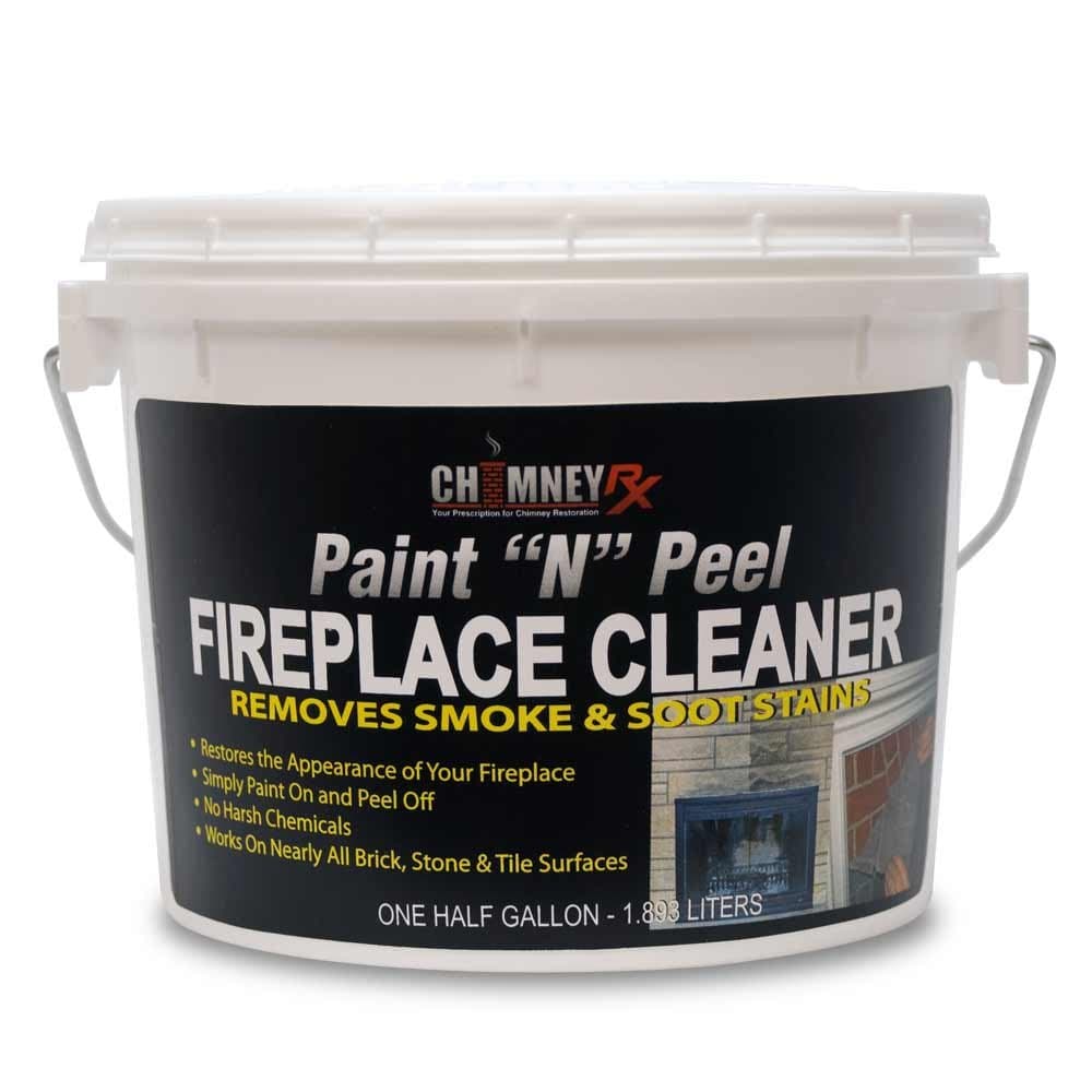 300467 Paint N Peel Fireplace Cleaner – Removes Smoke & Soot Stains from Brick, Tile, & Stone Surfaces Around Fireplace Fronts & Hearths – Water-Based, & Easy Peel-Off, 1/2 Gallon