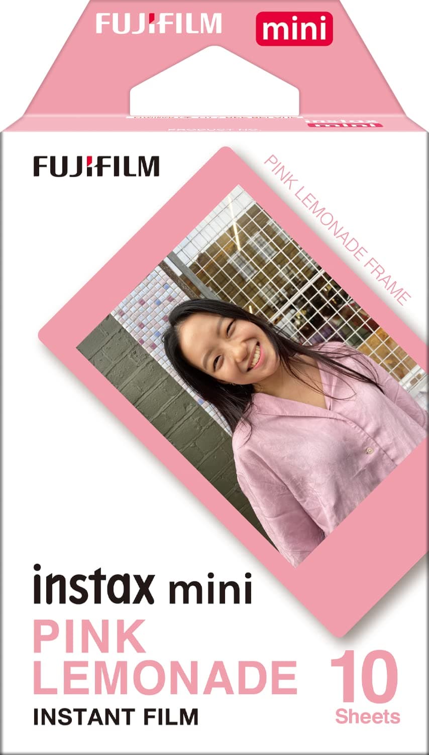 instax mini instant film, Pink Lemonade border, 10 shot pack, suitable for all instax mini cameras and printers