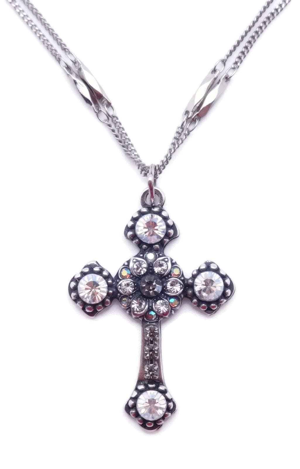 Mariana Ice Silvertone Cross Pendant Necklace Dark Grey Moonlight Crystal Mix 512