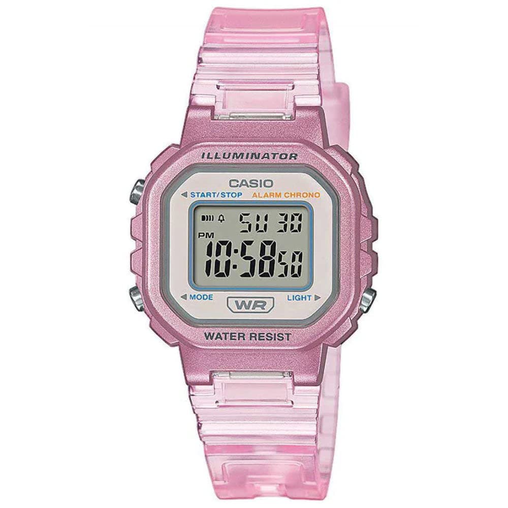 Unisex 30.00mm Quartz Watch with Clear Digital dial and Pink Plastic/Resin Bracelet Strap LA-20WHS-4AEF
