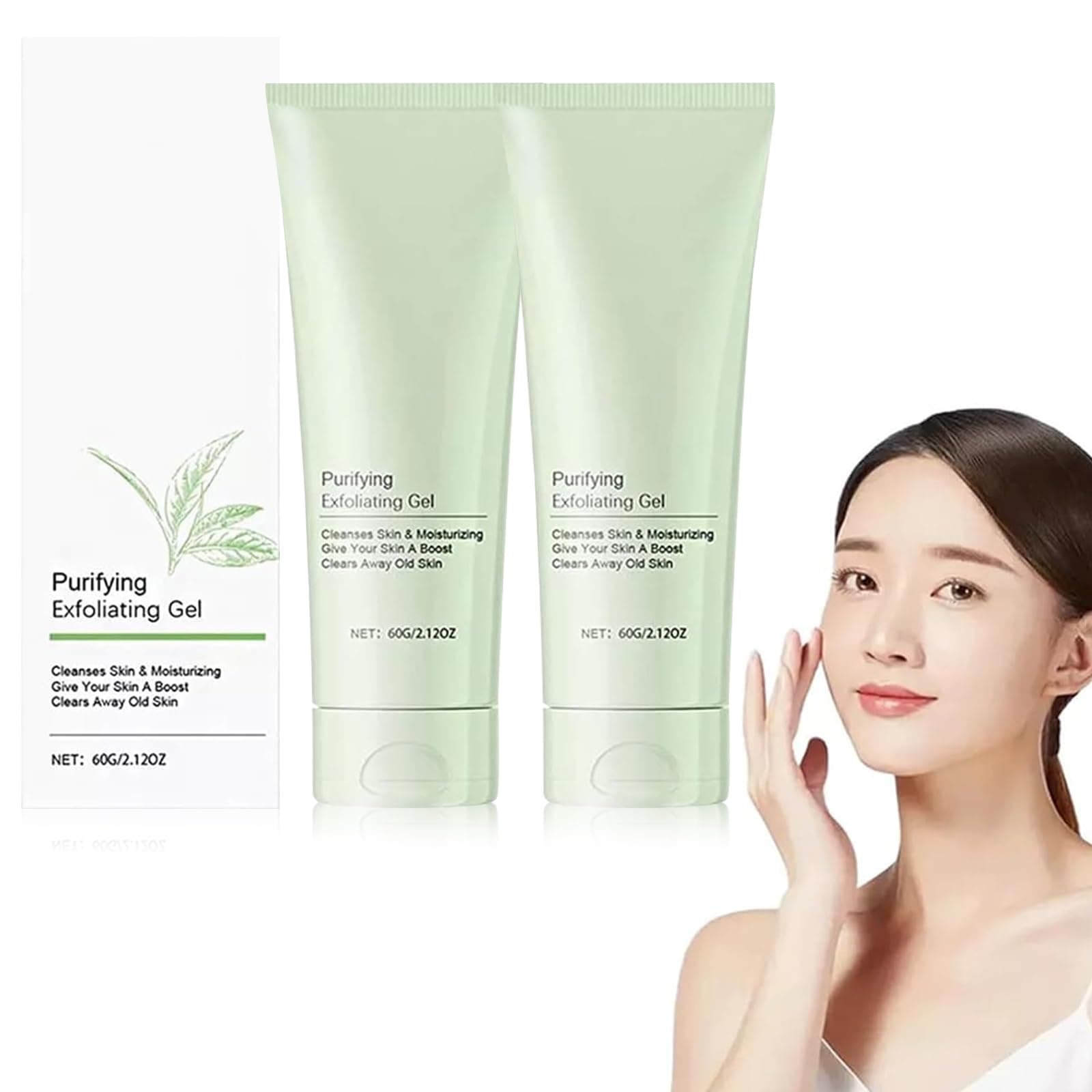 2PCS Purifying Exfoliating Scrub, Moisturizing Cleanses Skin - Body & Face Exfoliating Scrub Gel