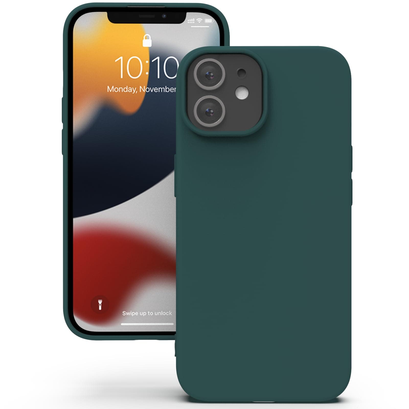 YATWIN Silicone Case for iPhone 12/12 Pro, Soft-Touch, Shockproof, DustProof, Antiskid Full Body Armour Phone Cover for Apple iPhone 12/12 Pro - Dark Green