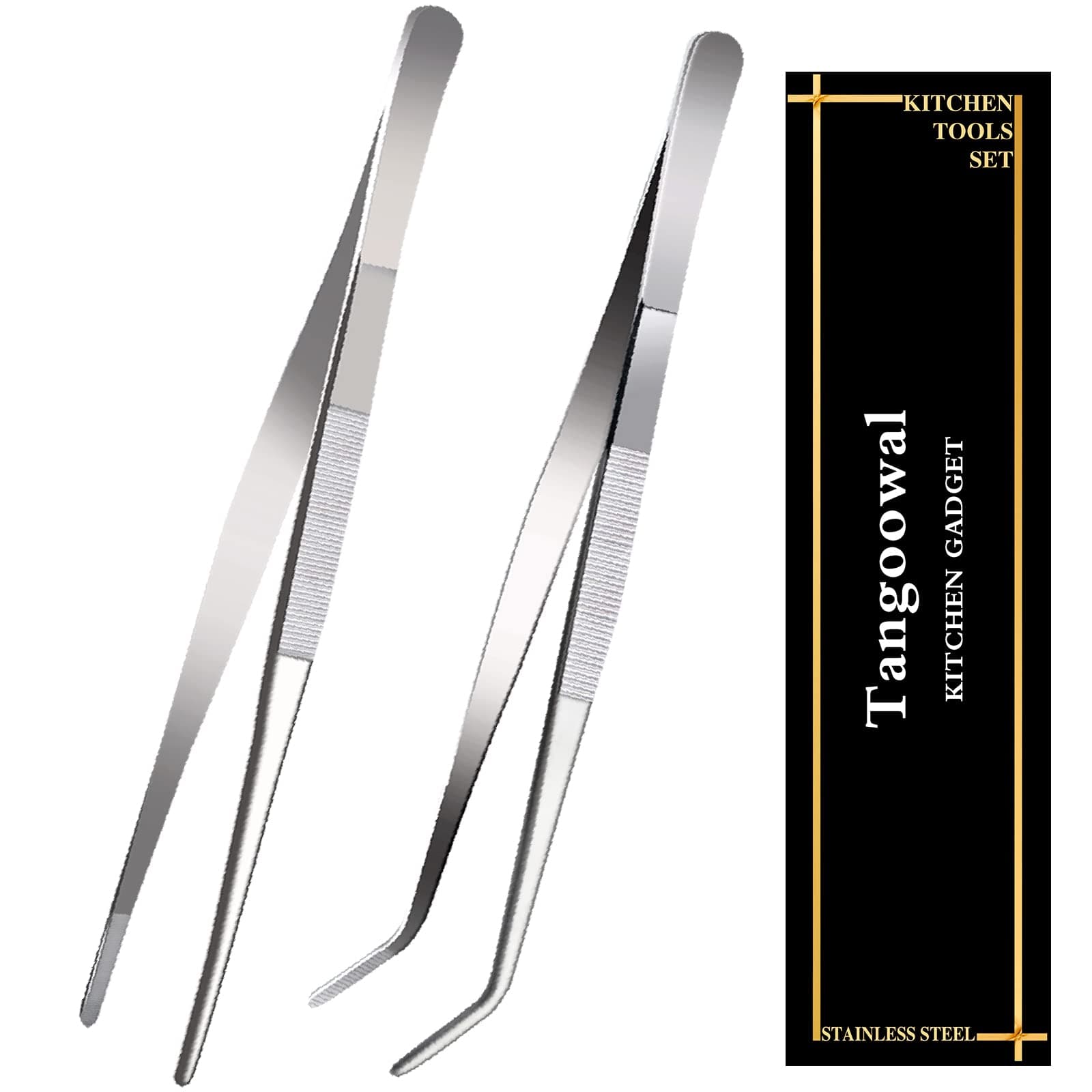 12 Inch Stainless Steel Tongs with precision serrated tips for surgical & sea food,Heavy Duty Tongs for Cooking Crafting Repairing