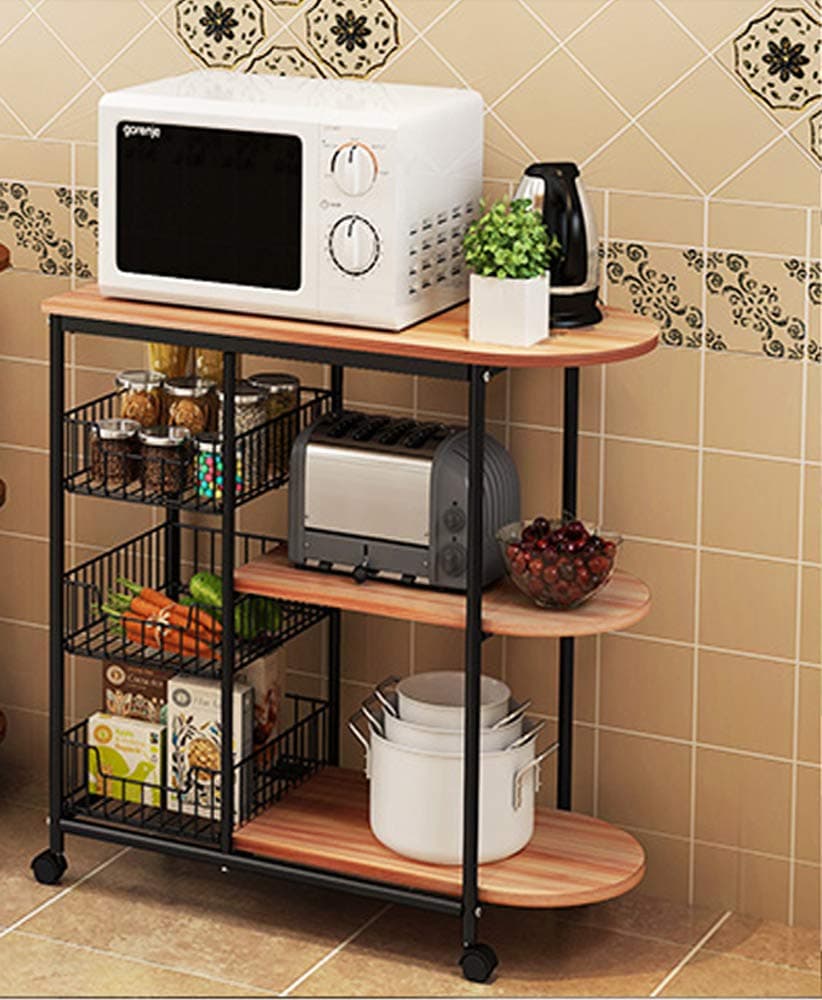 Microwave Carts, 3-Tier Kitchen Baker's Rack, Utility Microwave Oven Workstation Shelf, Standing Spice Storage Cart (33.3’’H)