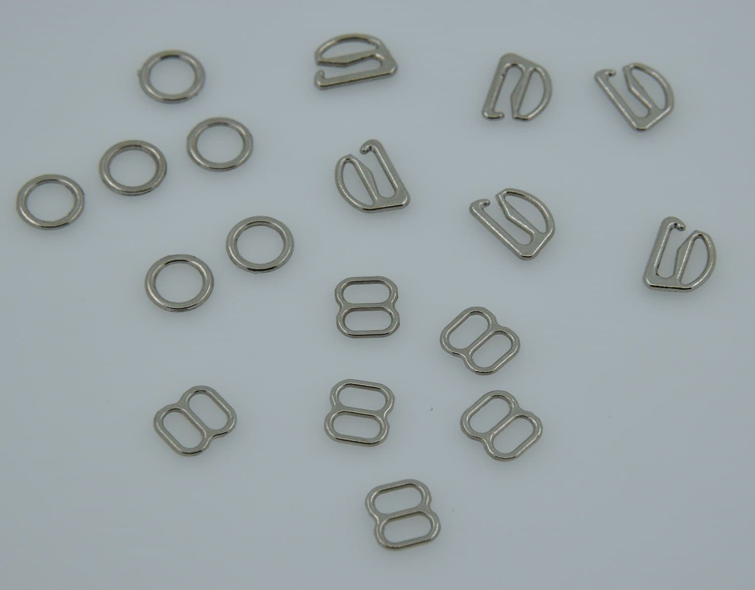 Metal Lingerie Adjustment Bikini S Replacement Hooks Bra O Rings Bra Adjusters Strap Sliders Pack of 35Sets (6mm, Nickle Color)