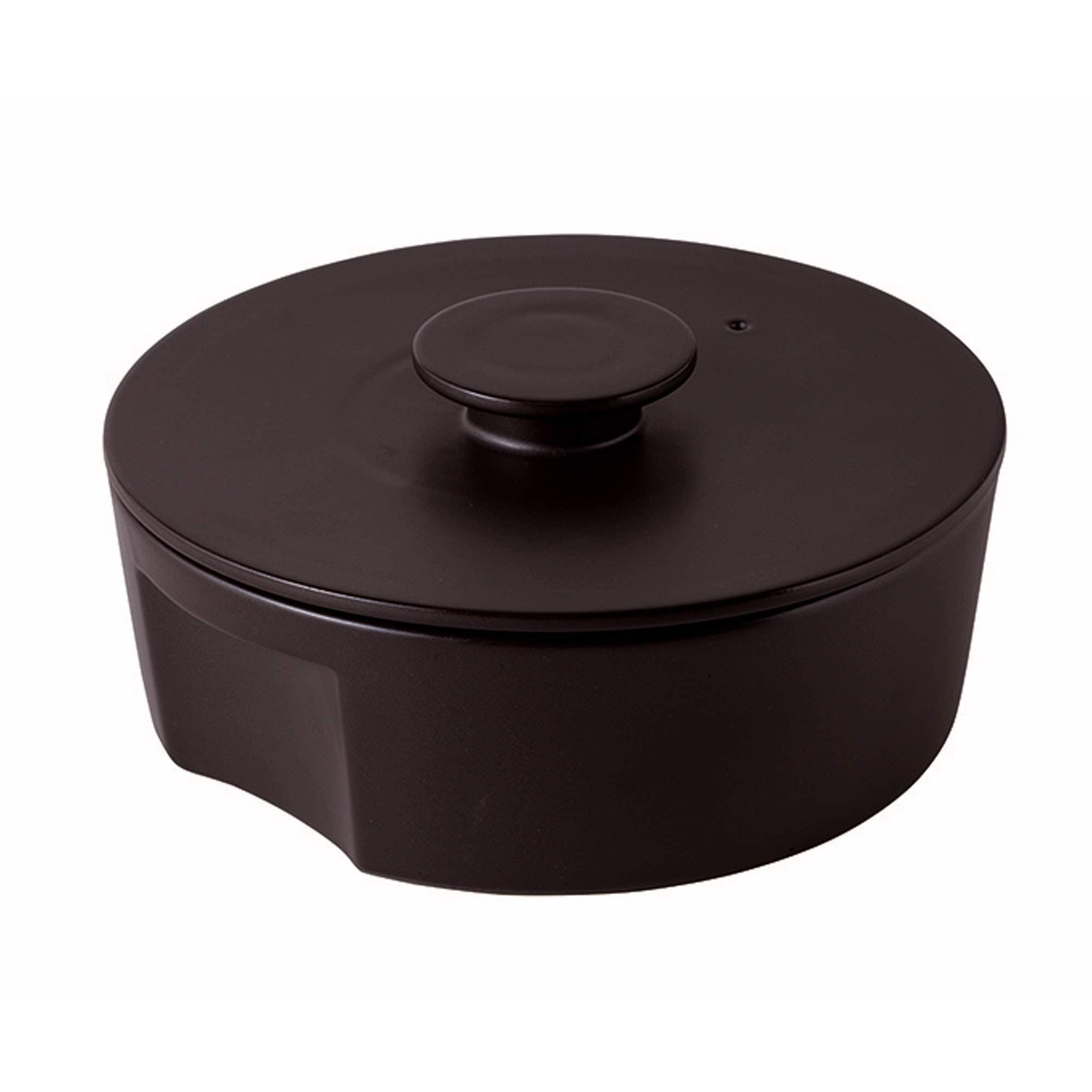 Japanese Donabe Clay Pot, Seto-mono, 1450ml, Modern Design, Black, Handcrafted in Japan