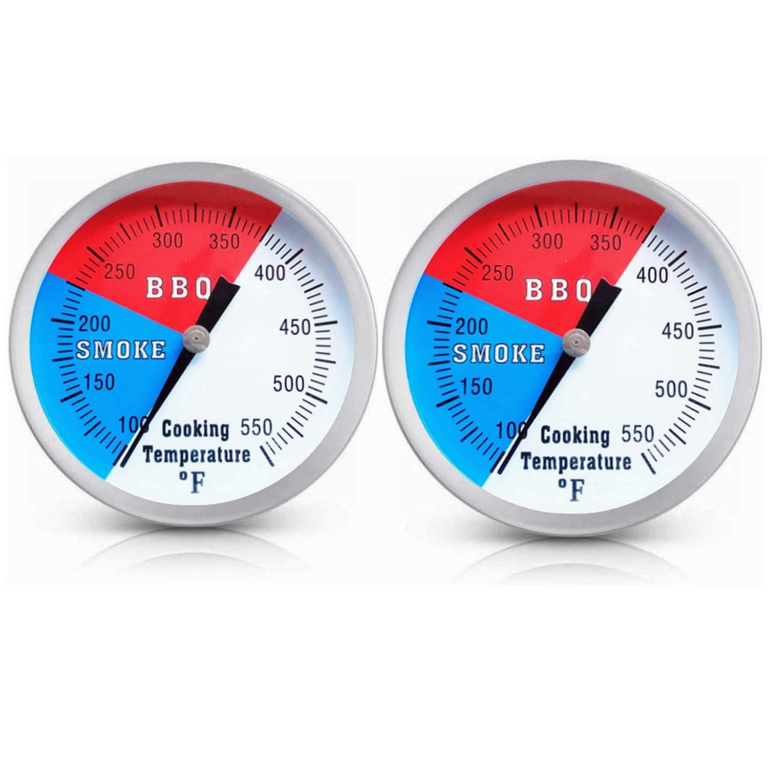BBQ Thermometer Gauge, 2 Pack Charcoal Grill Smoker Temperature Gauge Pit BBQ Grill Thermometer