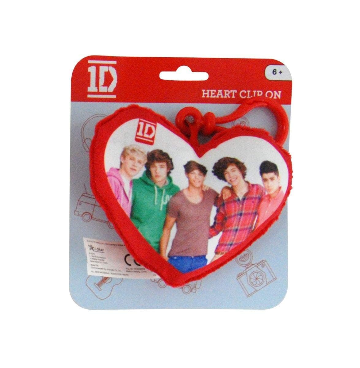 Musical Artist 1D One Direction Plush Heart Clip-On: Group