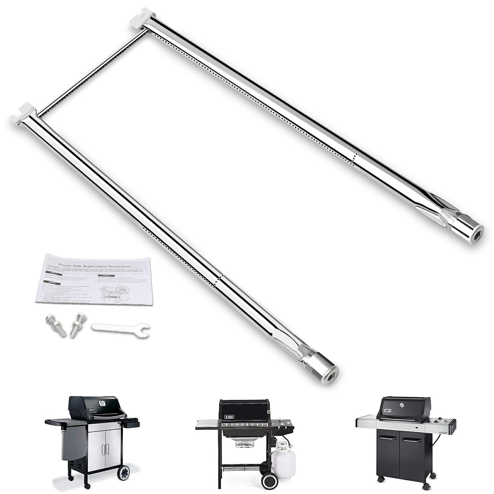 Uniflasy 7507 27 Inch Grill Burner Tubes for Weber Spirit 210/200 Series E-200 E-210 S-200 S-210 (with Side Control), Spirit 500 Genesis Silver A Stainless Steel Gas Grill Burner Tube Kit