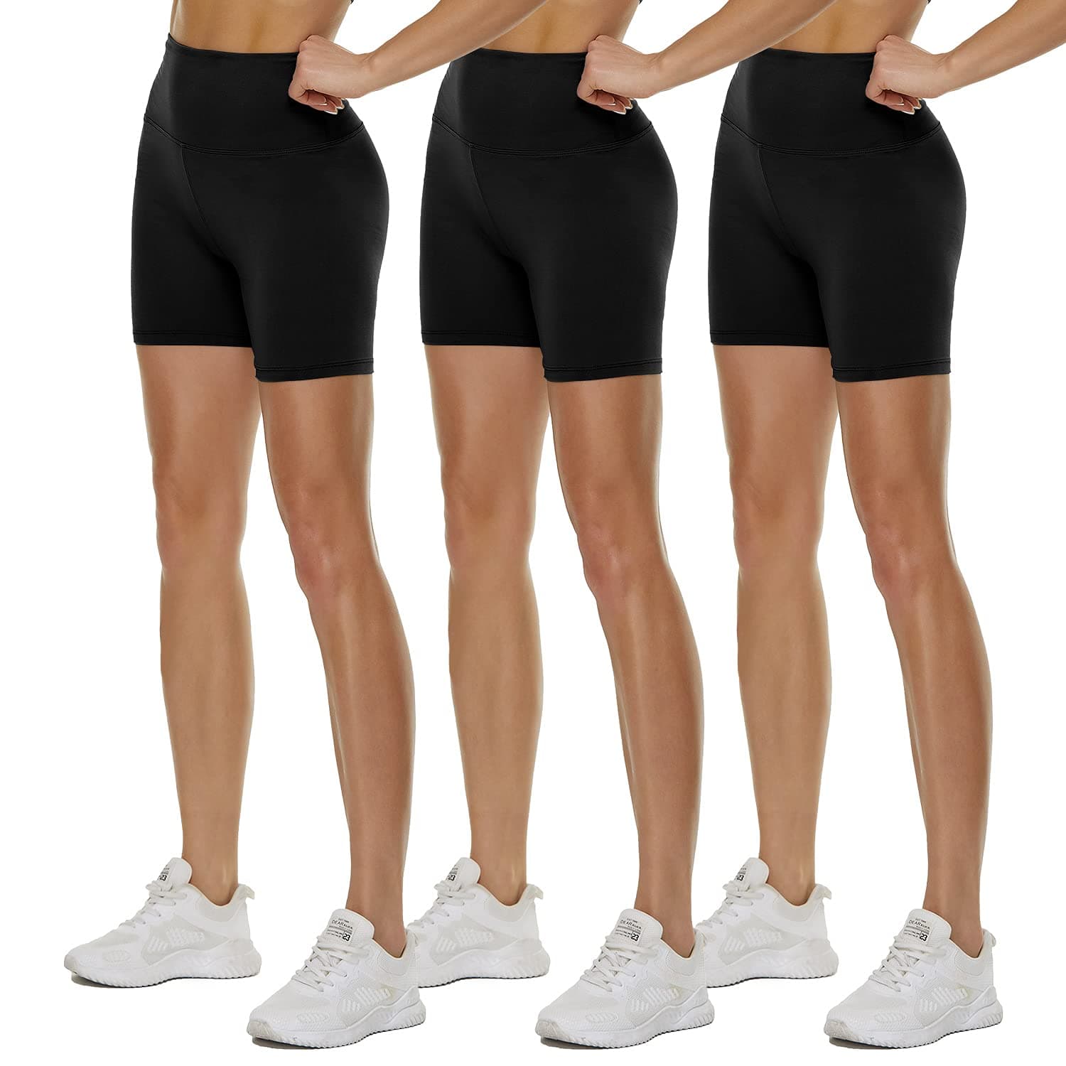 3 Pack High Waisted Biker Shorts for Women – 3"/ 5"/ 8" Black Workout Yoga Compression Novelty Shorts for Running