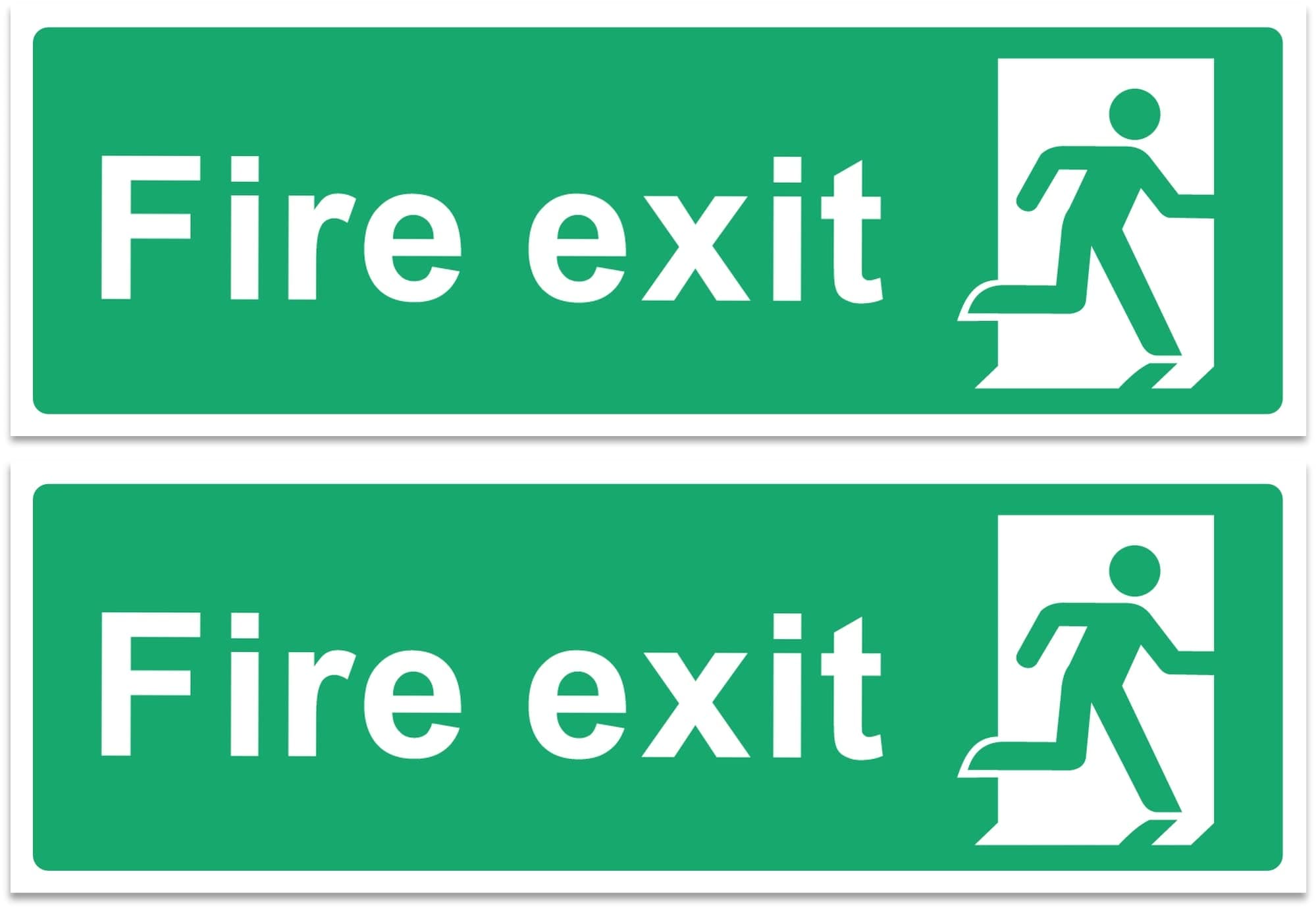 Rubigo – 1/2/4/6 Pack Fire Exit Sign - No Arrow – Safety Signs - 30x10cm Self...
