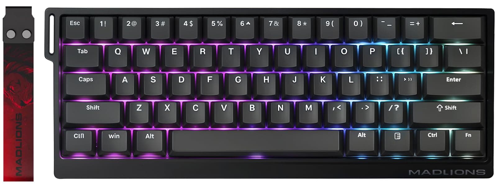 Hyekit x FGG MADLIONS MAD 60 HE RGB 60% Wired Magnetic Switch Mechanical Gaming Keyboard with Adjustable Actuation, 8000 Hz Polling Rate, Rapid Trigger Mode, Hall Effect Switches, for PC/Mac, Black