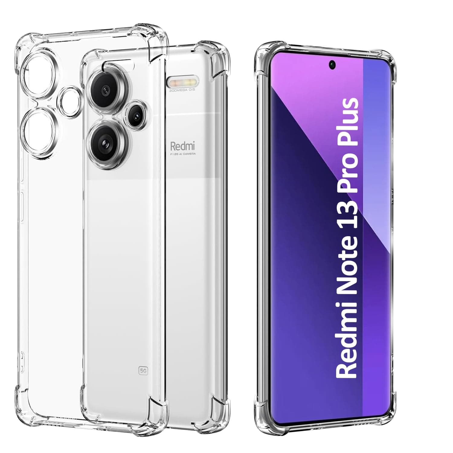 Case for Redmi Note 13 Pro+ Pro Plus 5G Clear TPU Four Corners Military-Grade Protection Cover Transparent Soft funda
