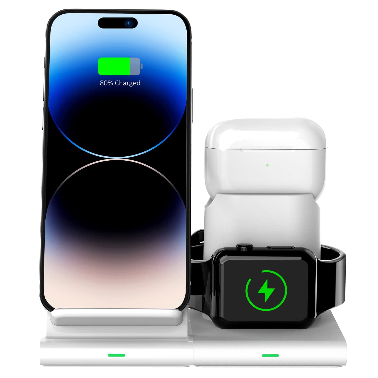 Hoidokly Wireless Charger Stand, 3 in 1 Fast Wireless Charging Station Dock for iPhone 17/16/15/14/13/12 Series, SE, 11, 11 Pro, 11 Pro Max, XR, Xs Max, Charger Stand for iWatch/Airpod
